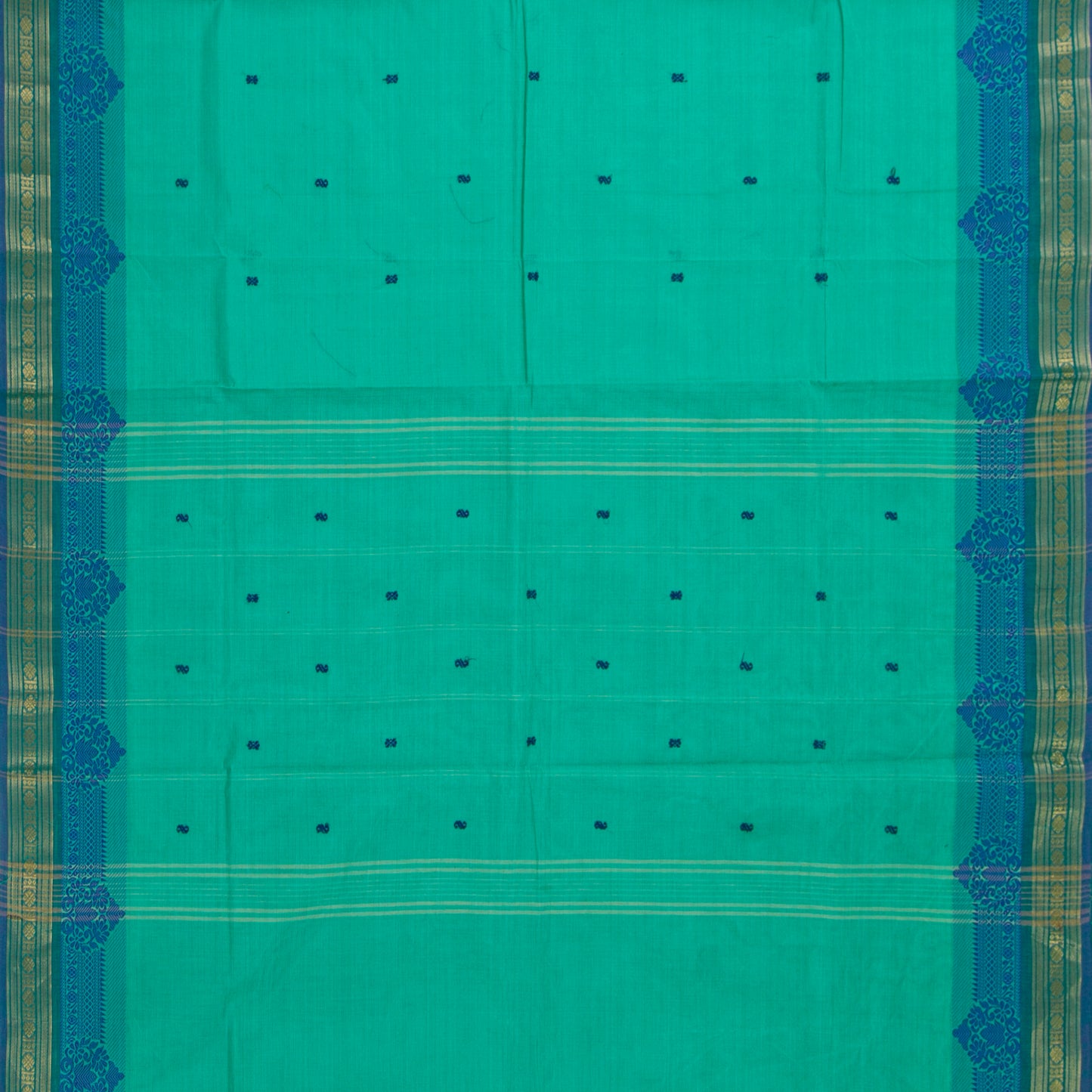 Turquoise Blue Kanchi Cotton Saree For Festive Wear PV MM KC 571