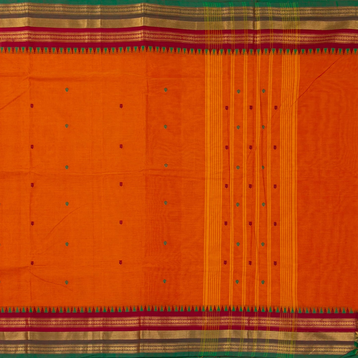 Orange Kanchi Cotton Saree For Festive Wear PV MM KC 572
