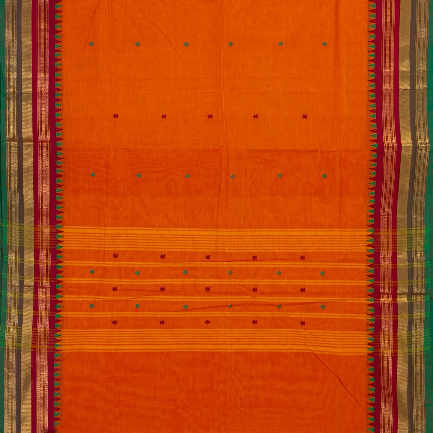 Orange Kanchi Cotton Saree For Festive Wear PV MM KC 572