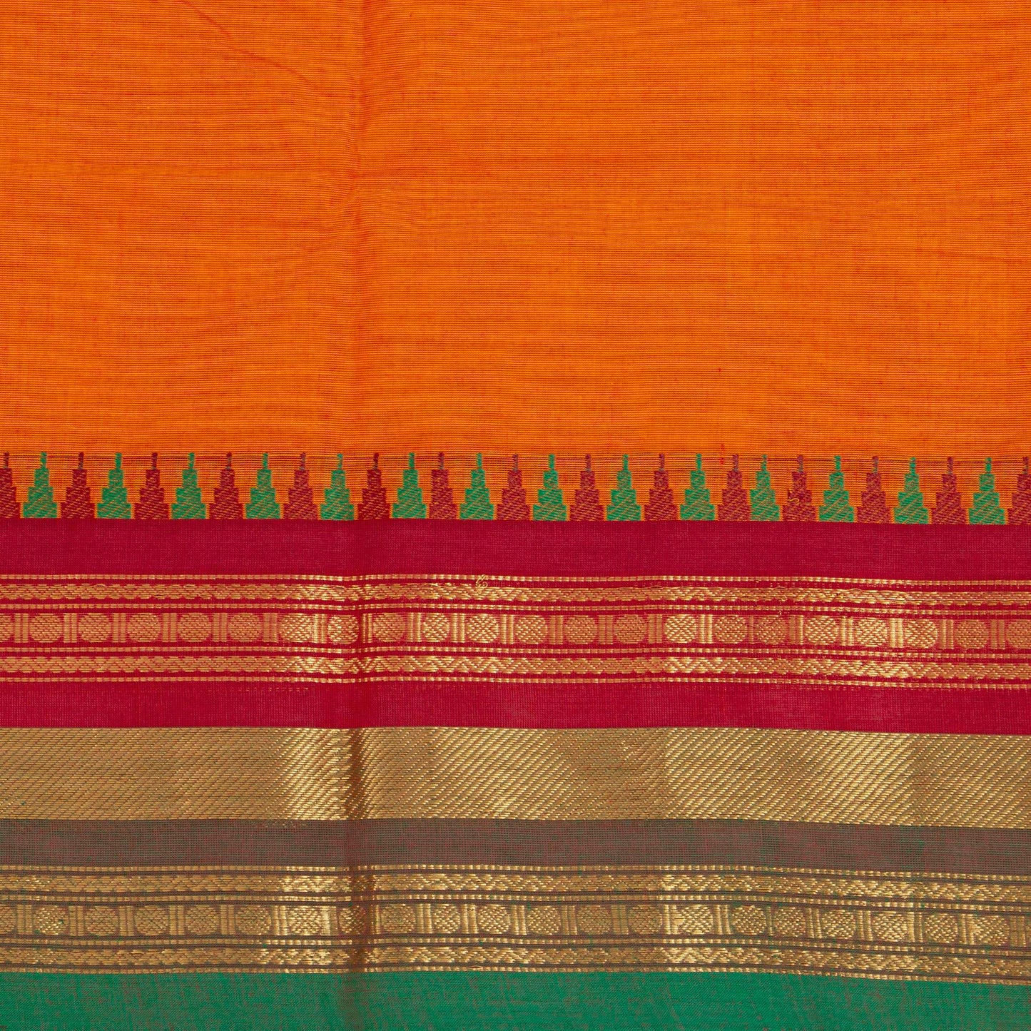 Orange Kanchi Cotton Saree For Festive Wear PV MM KC 572