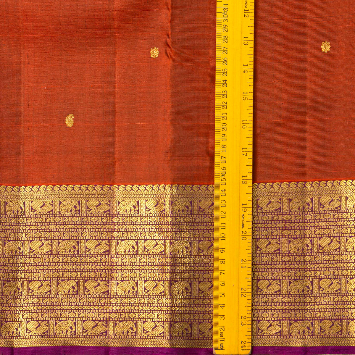 Rust Orange And Magenta Kanchipuram Silk Saree For Festive Wear PV VIS 106