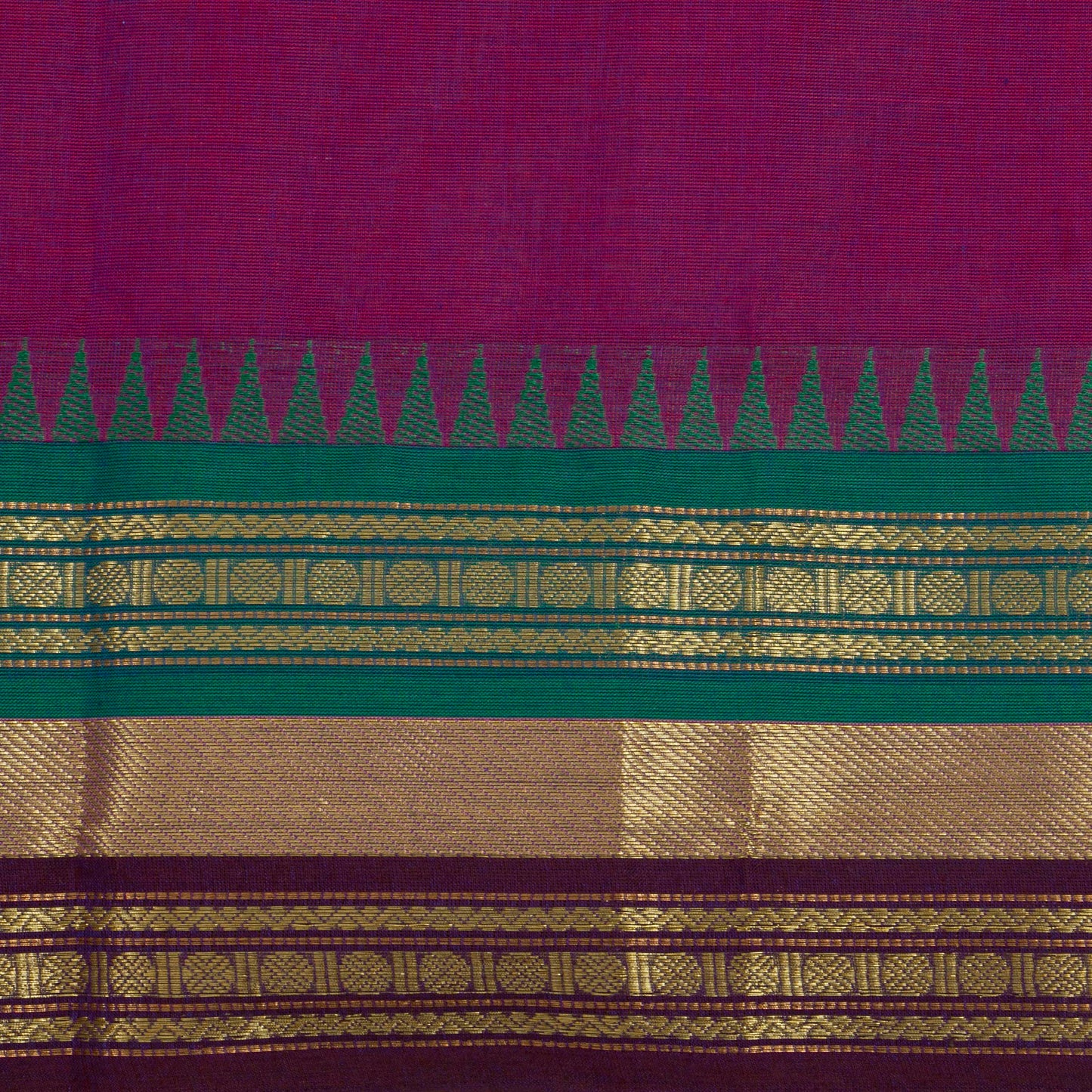 Magenta And Teal Kanchi Cotton Saree For Festive Wear PV MM KC 549
