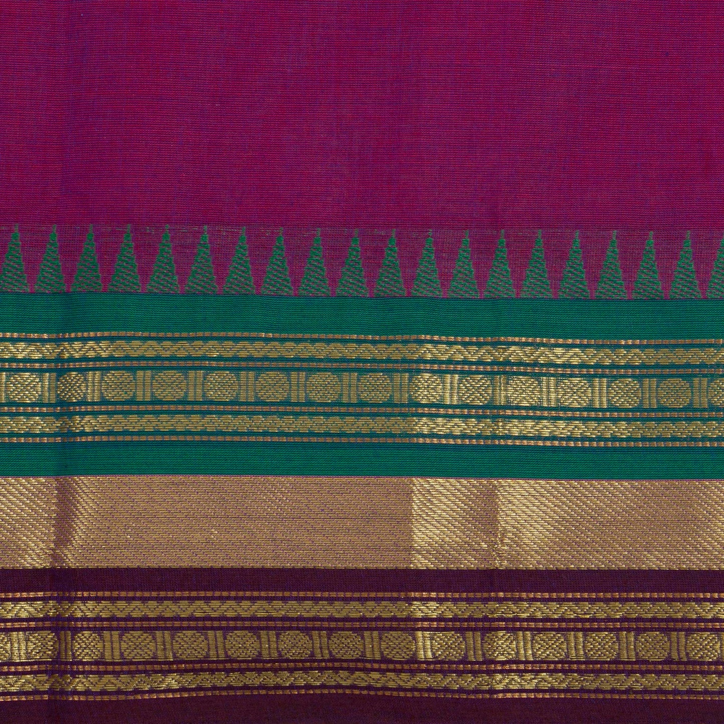 Magenta And Teal Kanchi Cotton Saree For Festive Wear PV MM KC 549 - Cotton Saree - Panjavarnam PV MM KC 549