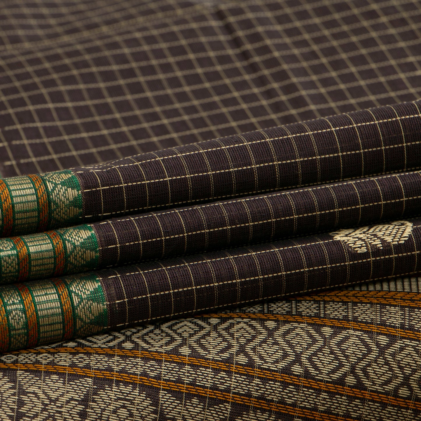 Black And Green Kanchi Cotton Saree PV RSP KC 239