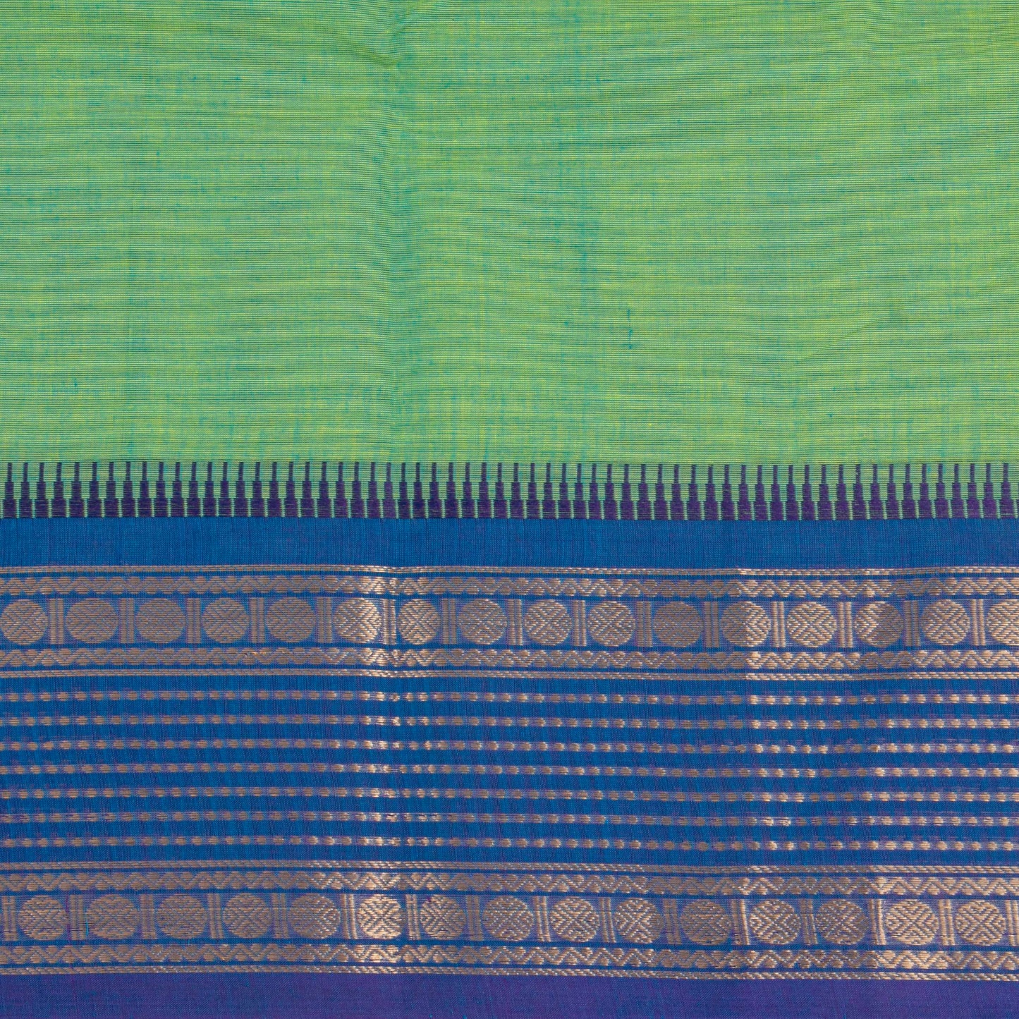 Green And Blue Kanchi Cotton Saree For Festive Wear PV MM KC 529