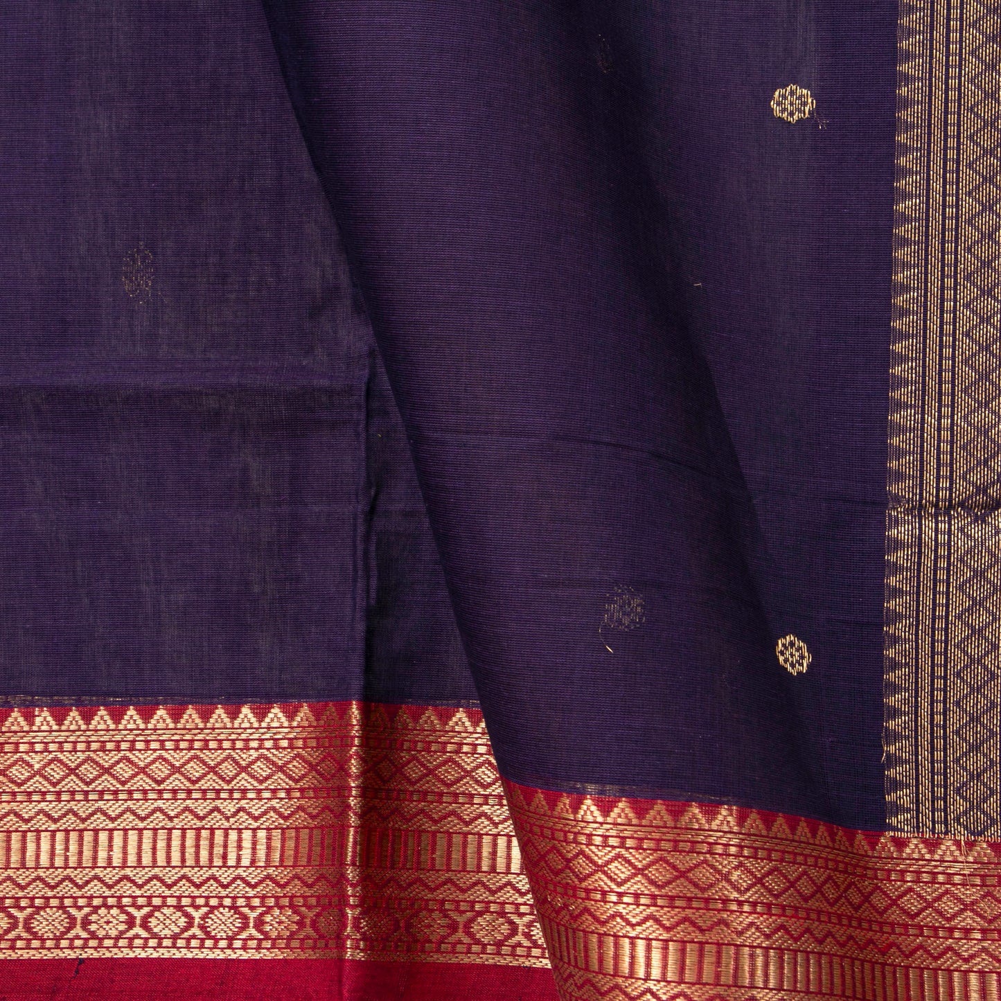 Blue And Maroon Kanchi Cotton Saree PV RSP KC 244