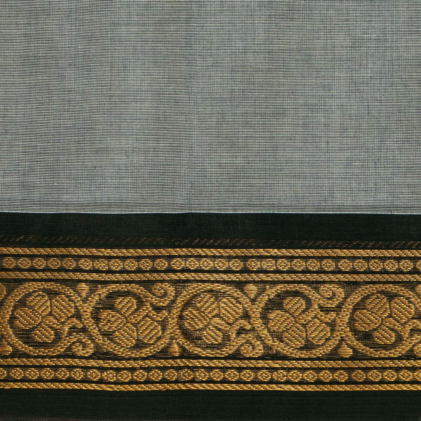 Grey And Black Kanchi Cotton Saree For Festive Wear PV MM KC 607 - Cotton Saree - Panjavarnam PV MM KC 607