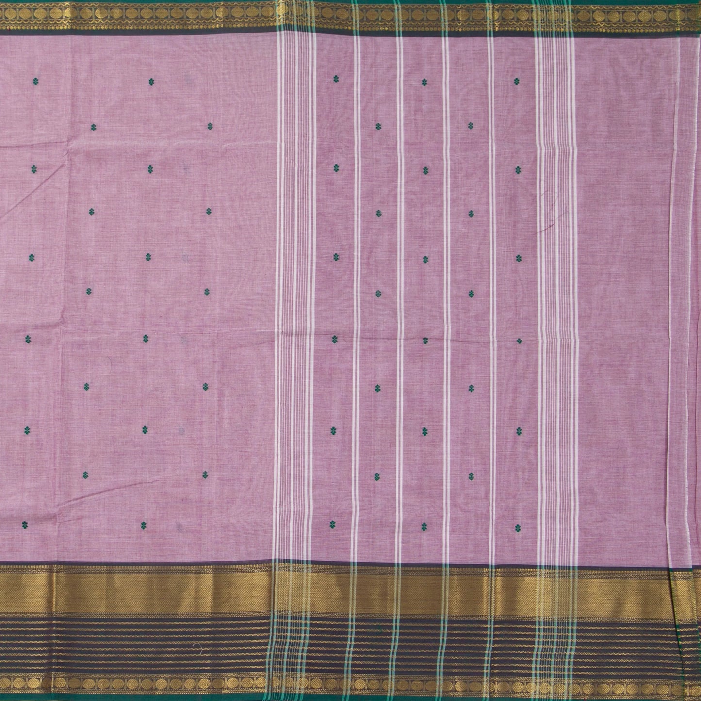 Lilac And Teal Kanchi Cotton Saree For Festive Wear PV MM KC 554