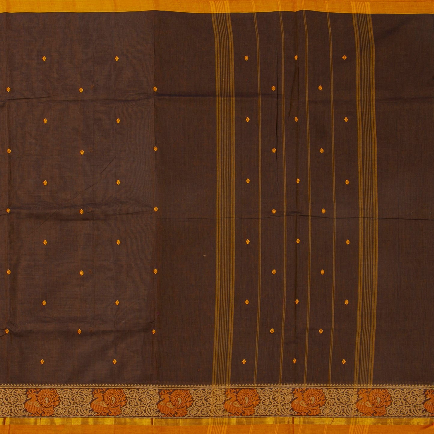 Brown And Mustard Kanchi Cotton Saree For Festive Wear PV MM KC 531