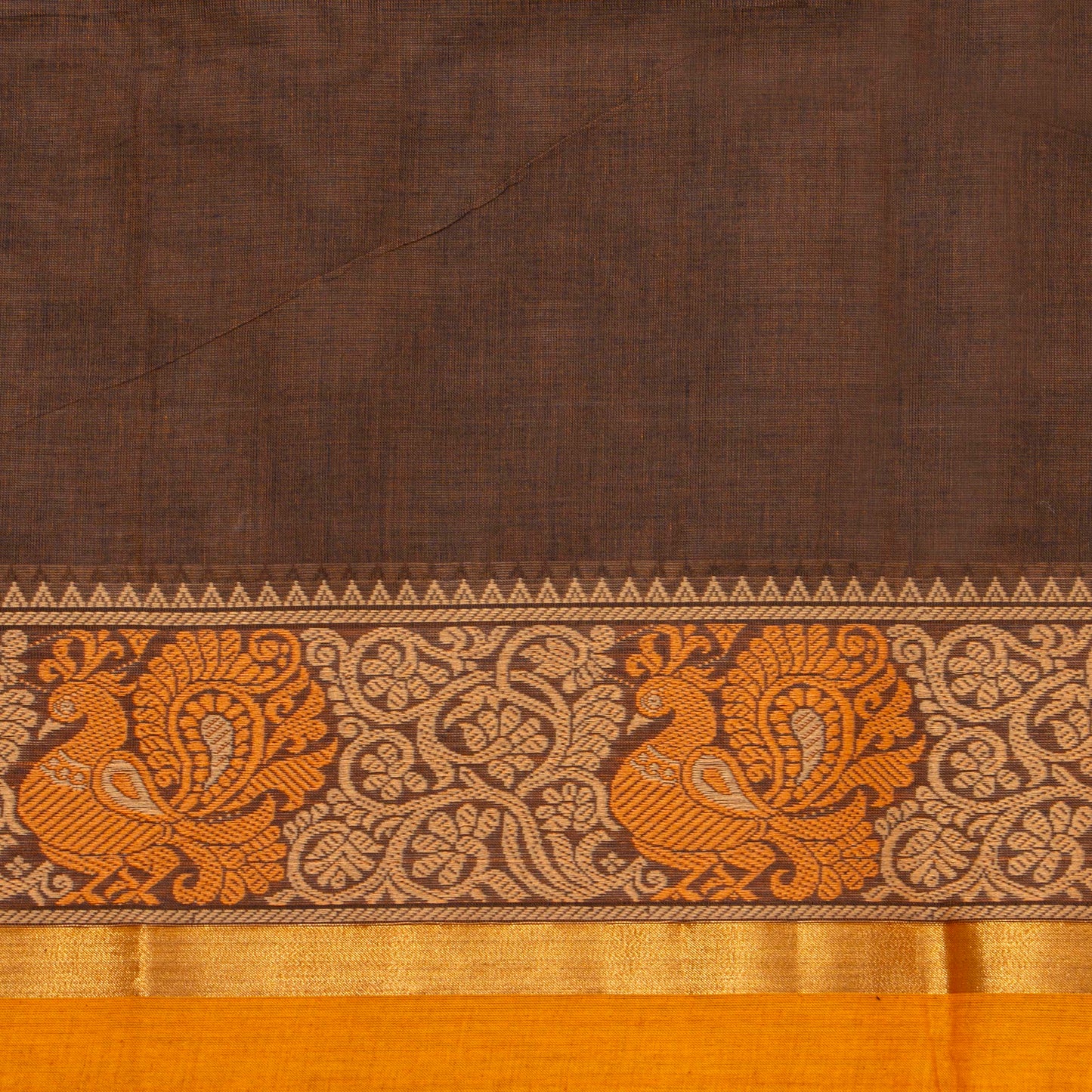 Brown And Mustard Kanchi Cotton Saree For Festive Wear PV MM KC 531