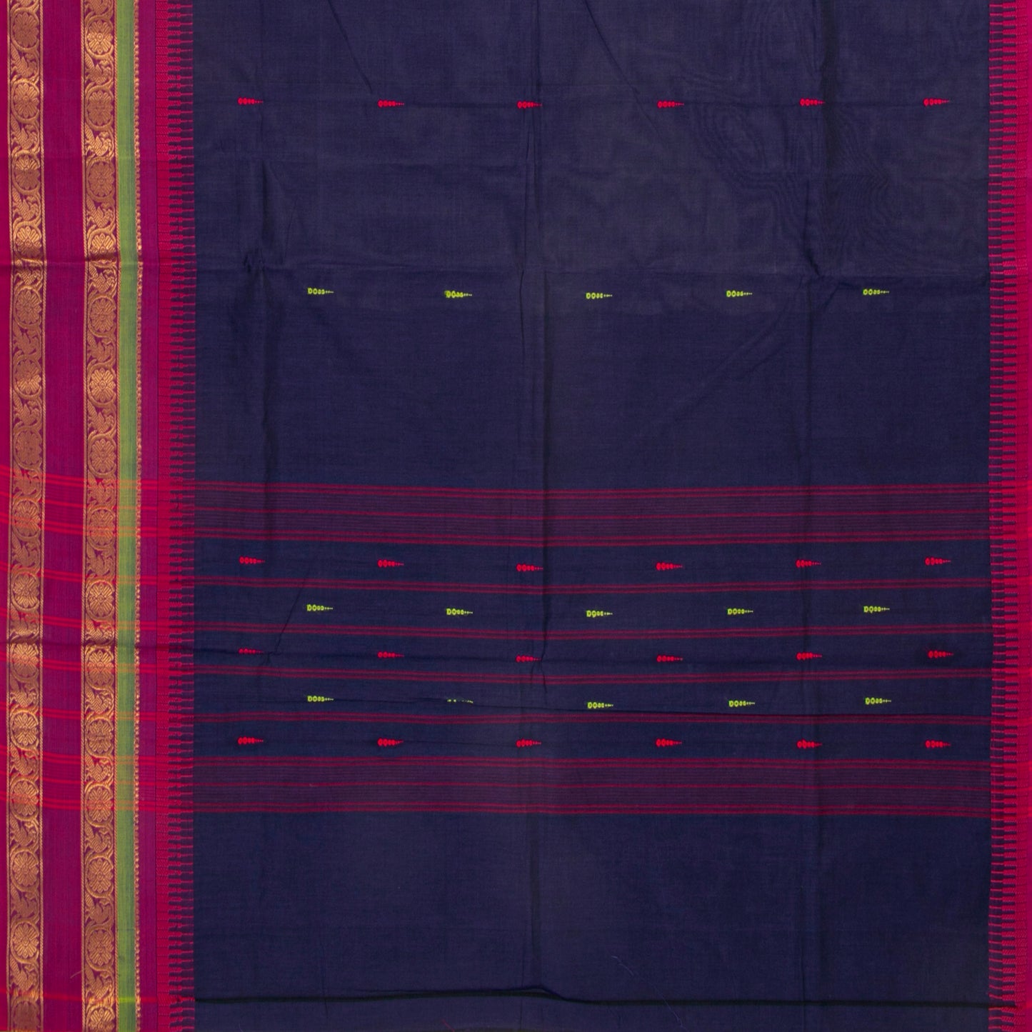Blue And Pink Kanchi Cotton Saree For Festive Wear PV MM KC 528