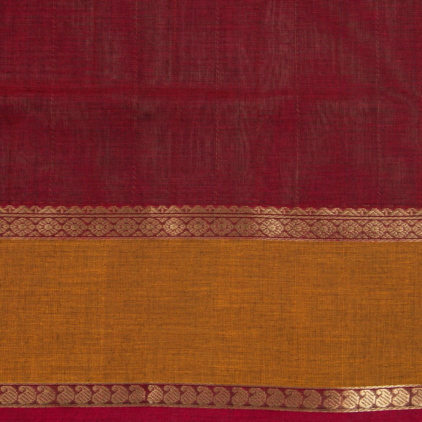 Maroon And Mustard Kanchi Cotton Saree PV RSP KC 246