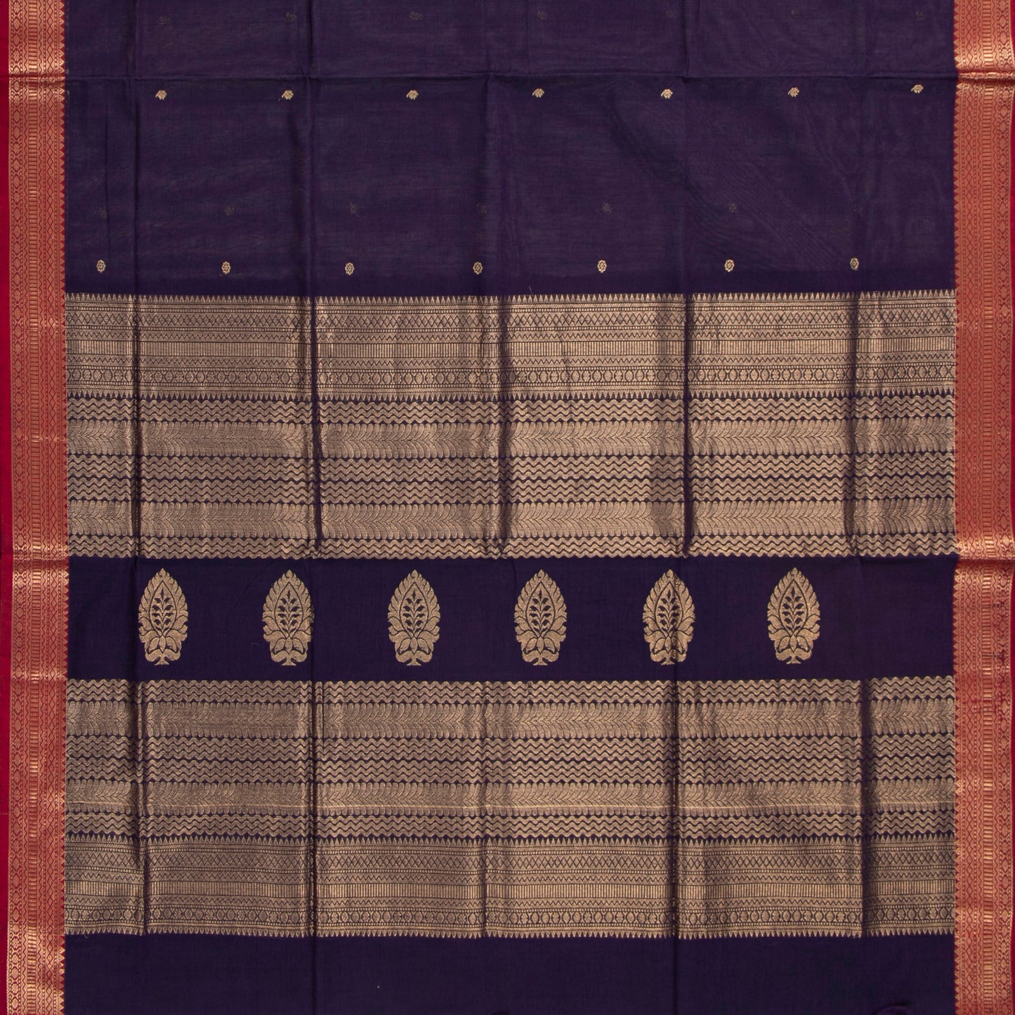 Blue And Maroon Kanchi Cotton Saree PV RSP KC 244