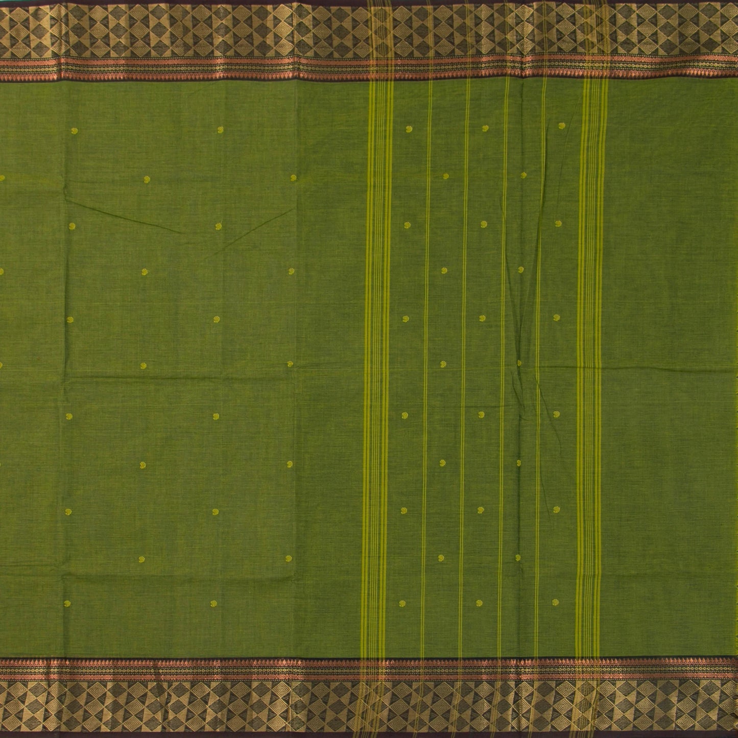 Green And Brown Kanchi Cotton Saree For Festive Wear PV MM KC 446