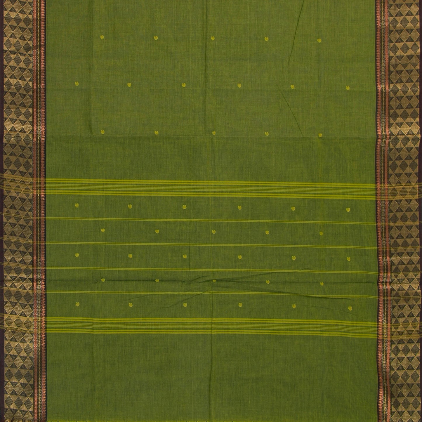 Green And Brown Kanchi Cotton Saree For Festive Wear PV MM KC 446