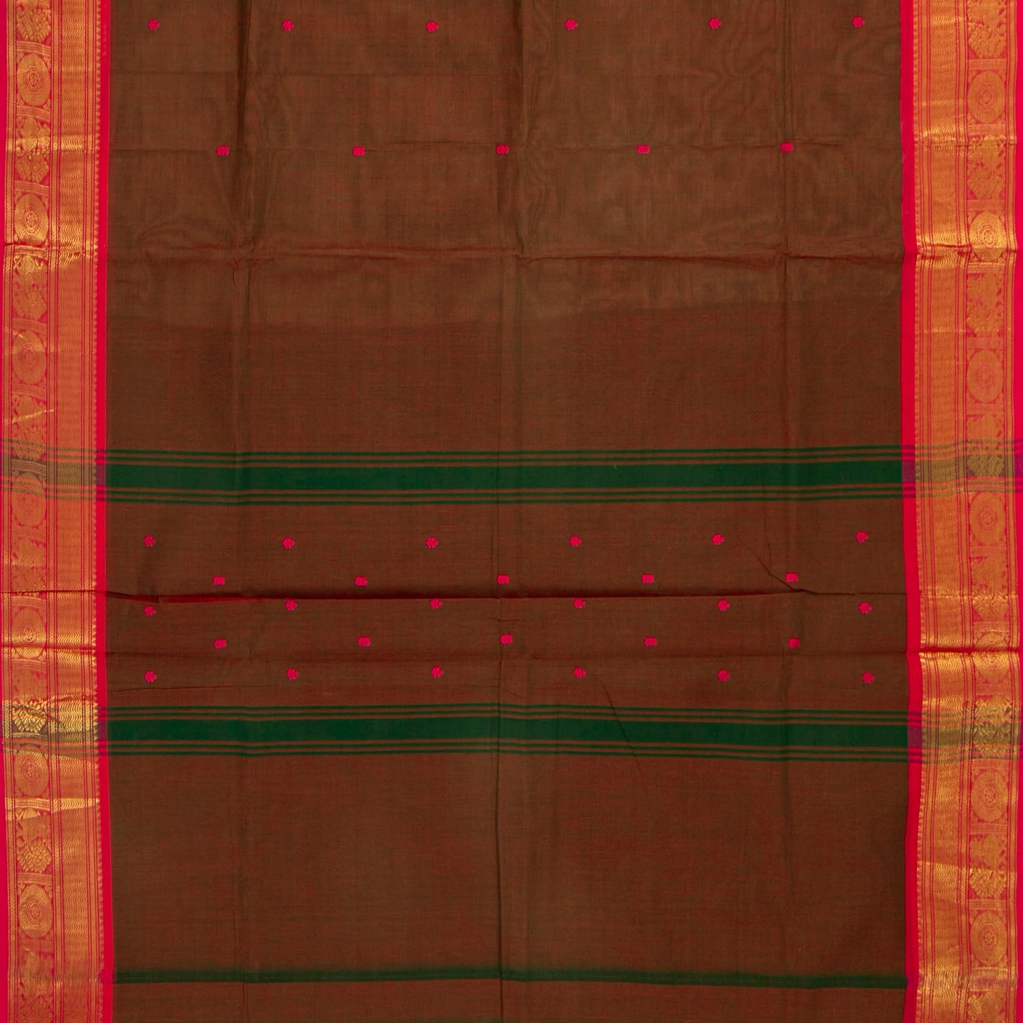 Brown And Pink Kanchi Cotton Saree For Festive Wear PV MM KC 462