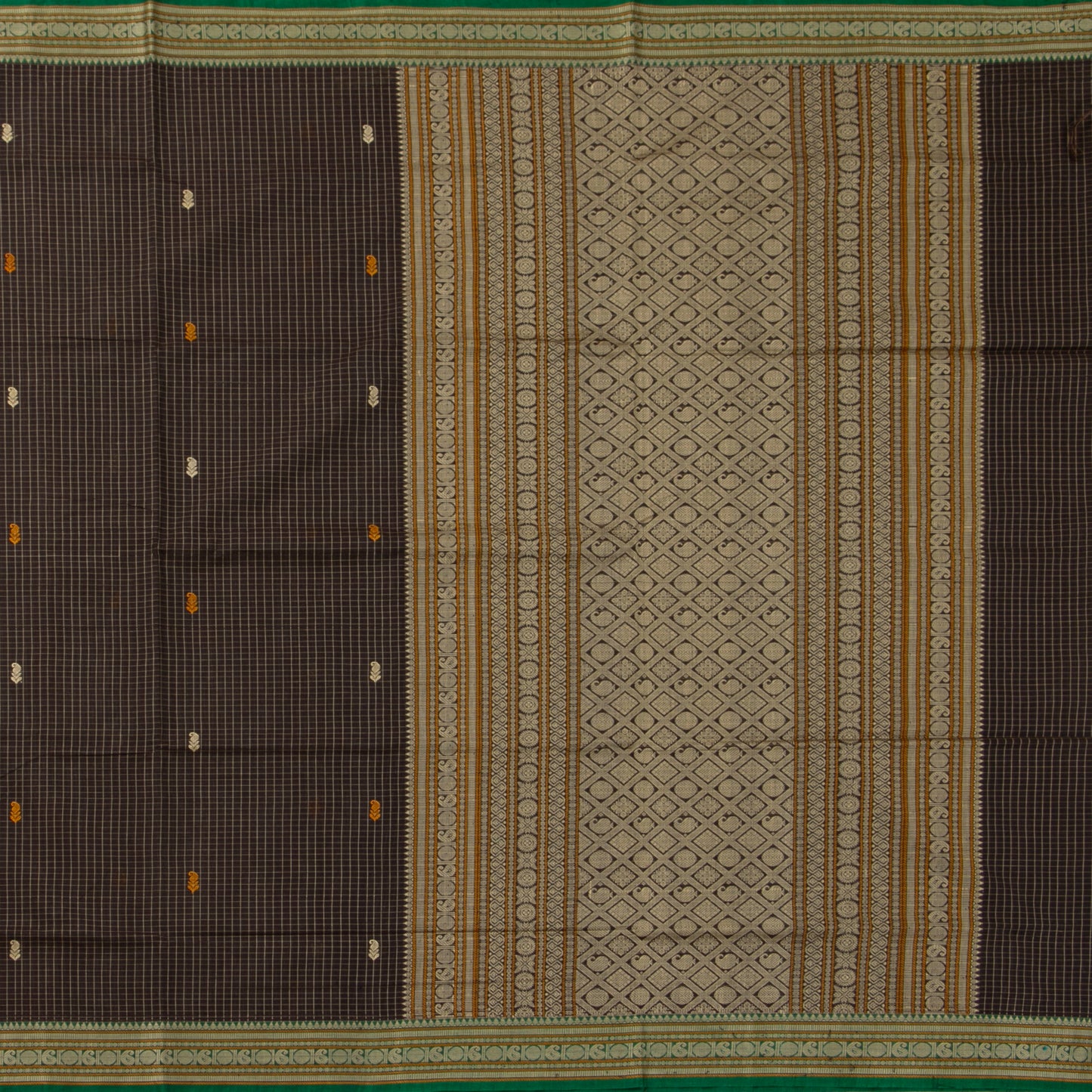 Black And Green Kanchi Cotton Saree PV RSP KC 239