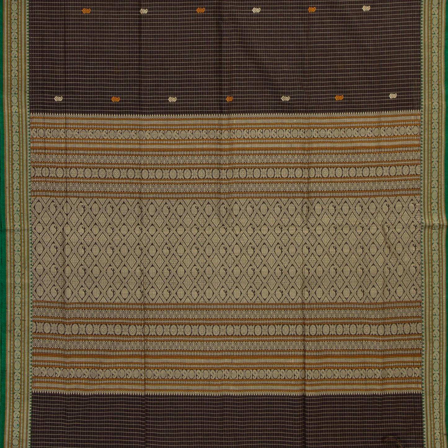 Black And Green Kanchi Cotton Saree PV RSP KC 239