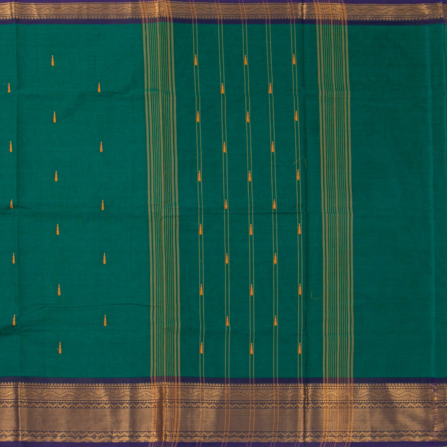 Green And Blue Kanchi Cotton Saree For Festive Wear PV MM KC 521