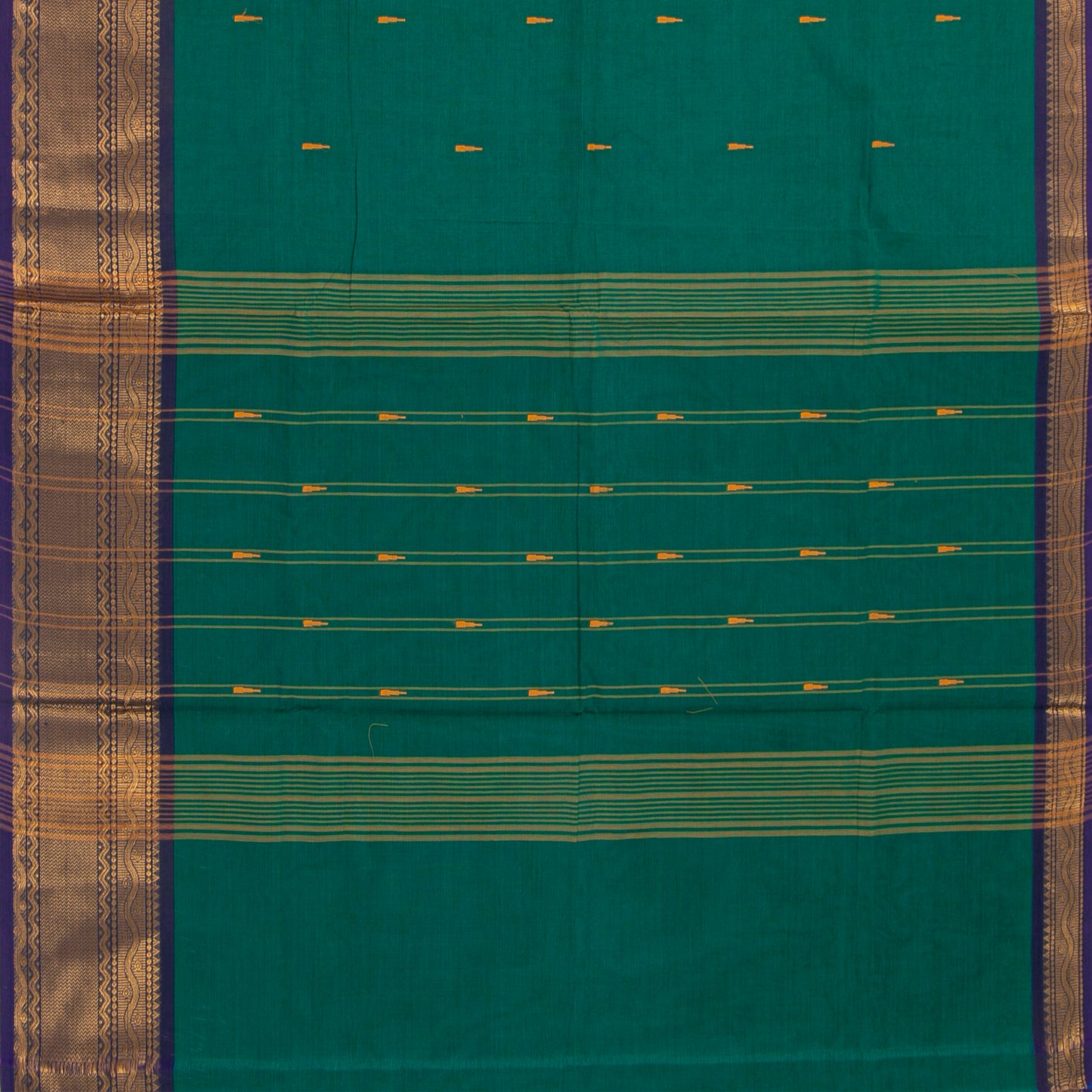 Green And Blue Kanchi Cotton Saree For Festive Wear PV MM KC 521