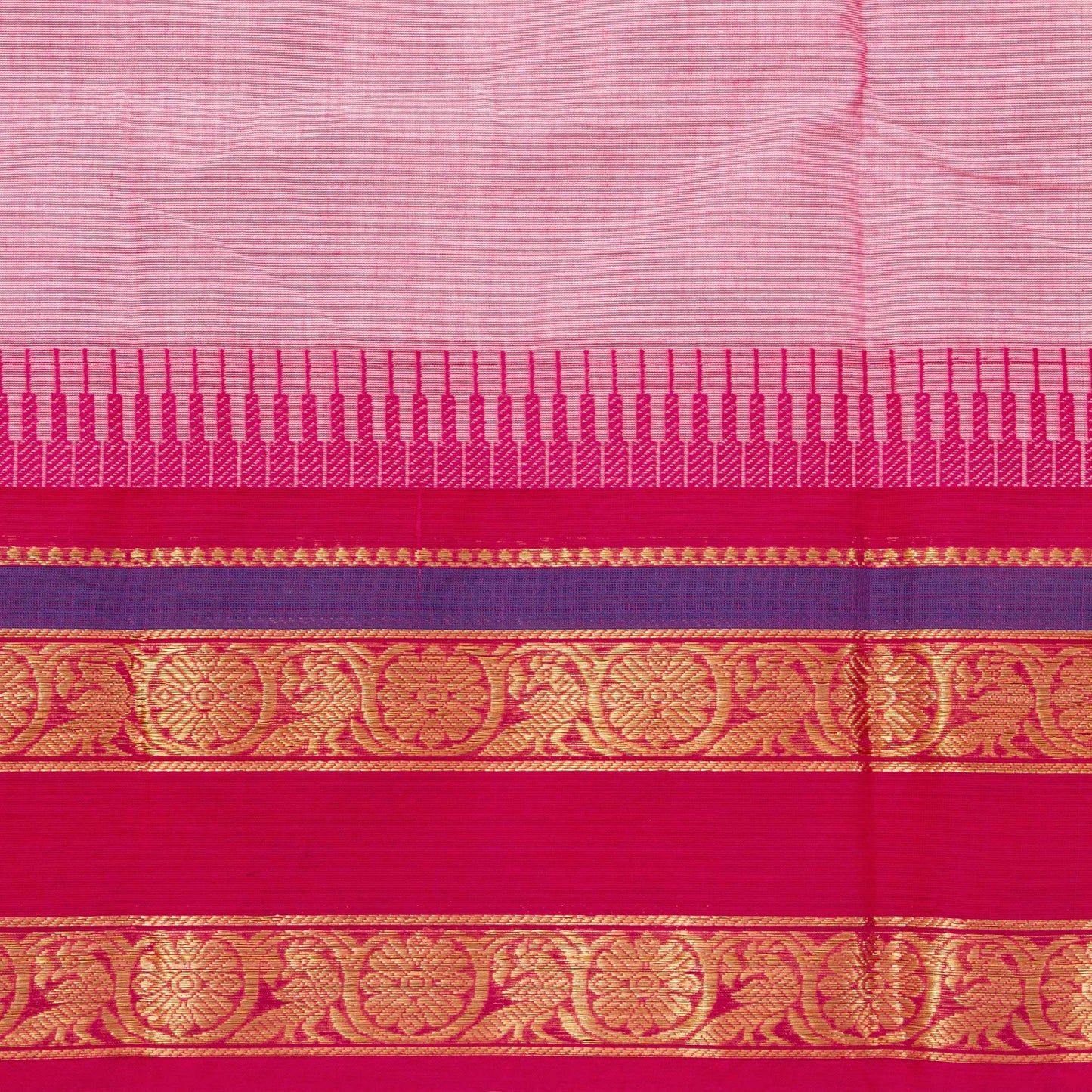 Pink Kanchi Cotton Saree For Festive Wear PV MM KC 527