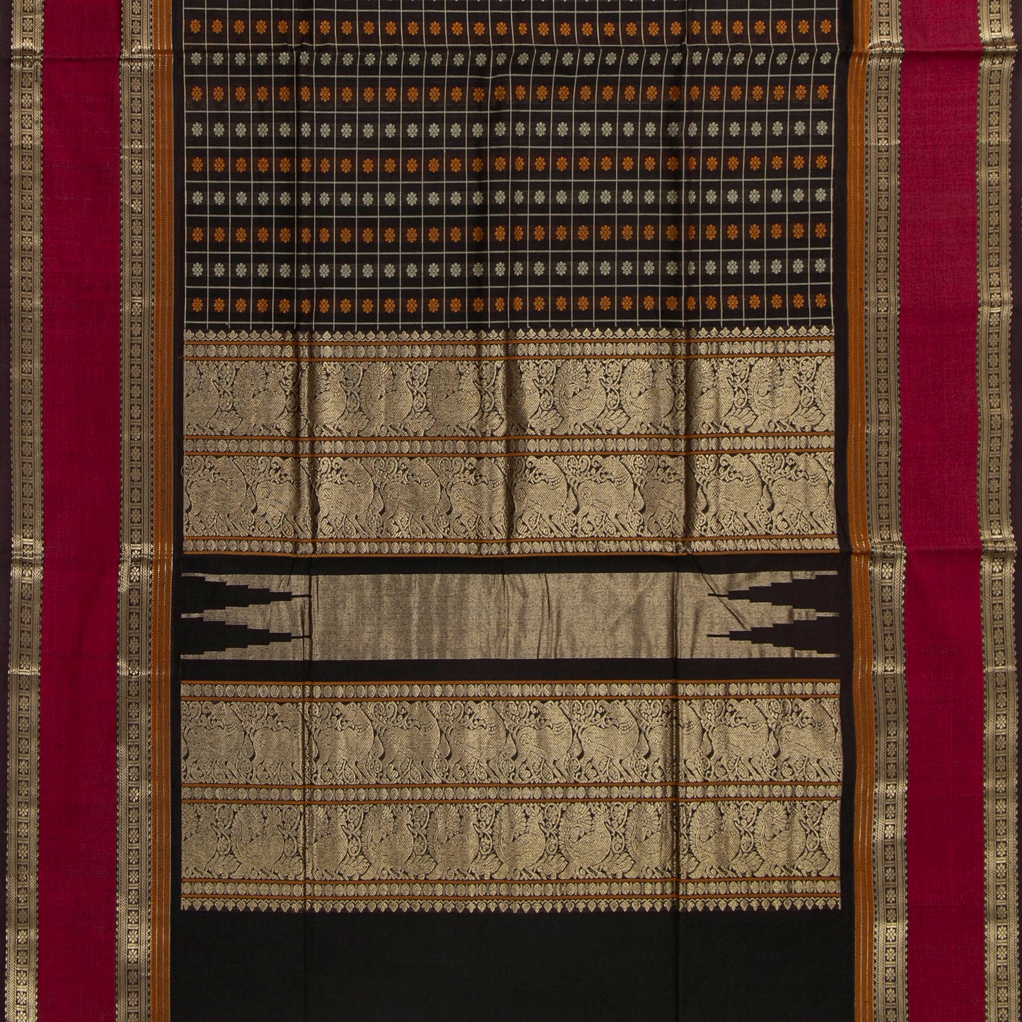 Black And Pink Aayiram Bhutta Kanchi Cotton Saree PV RSP KC 242