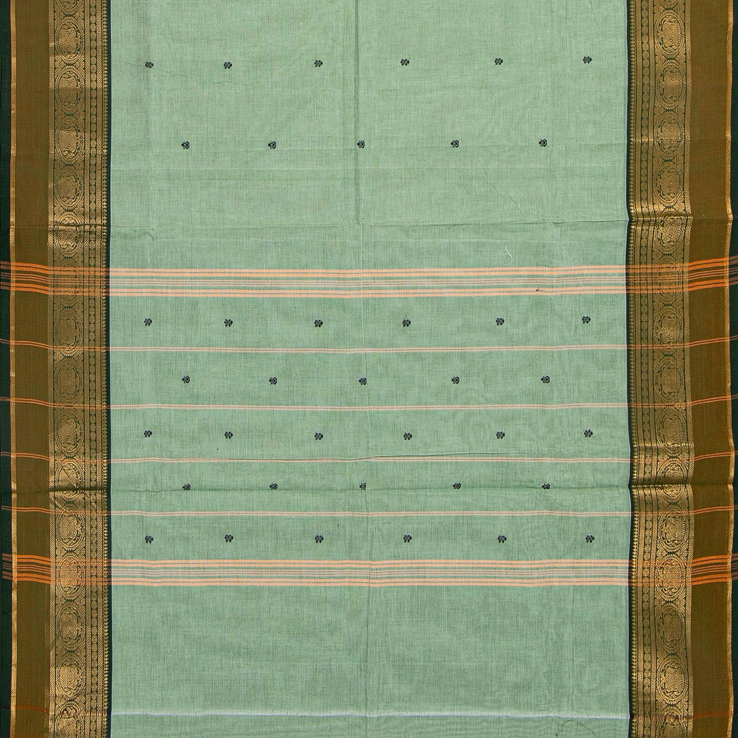 Green Kanchi Cotton Saree For Festive Wear PV MM KC 525