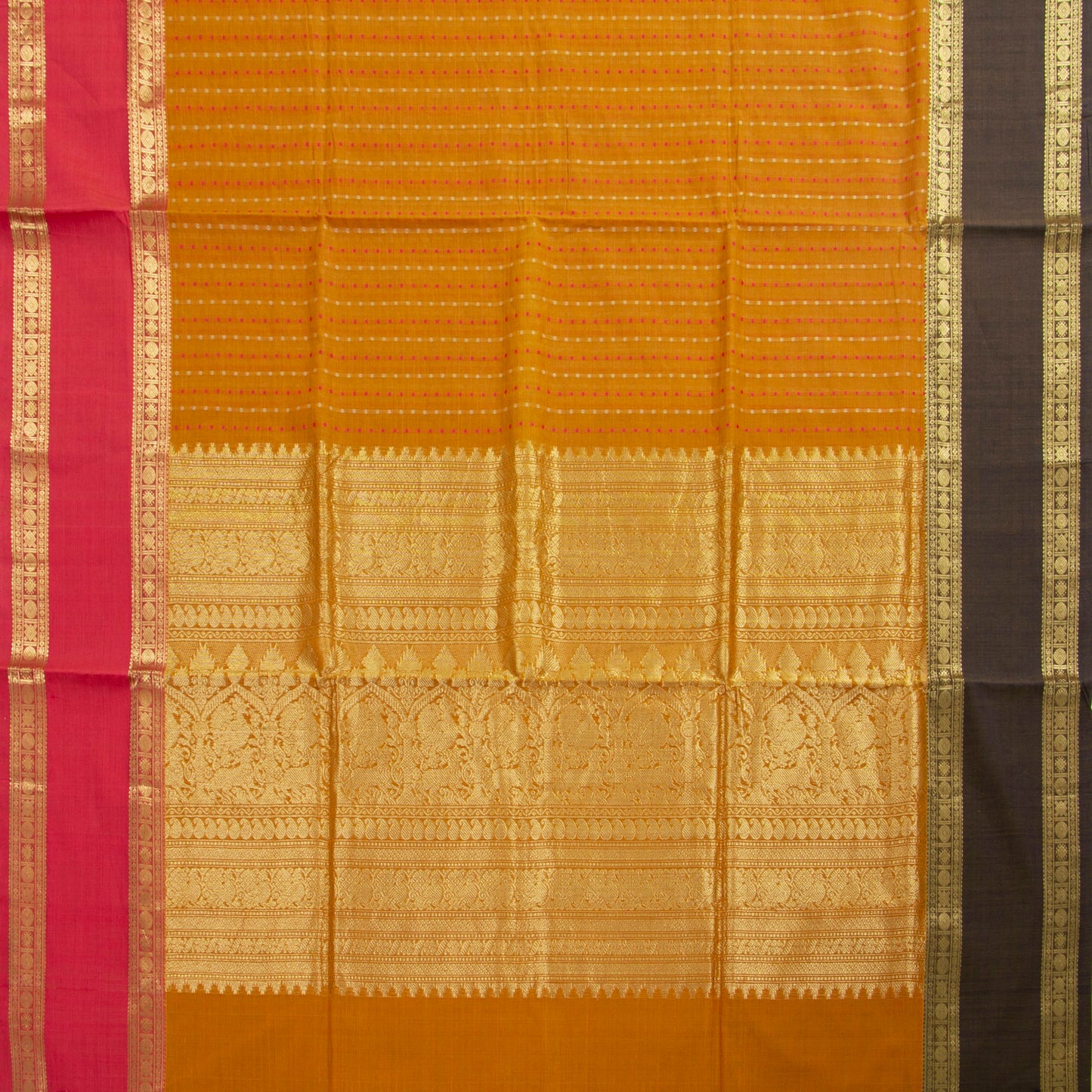 Mustard And Pink Lakshadeepam Kanchi Cotton Saree PV RSP KC 243