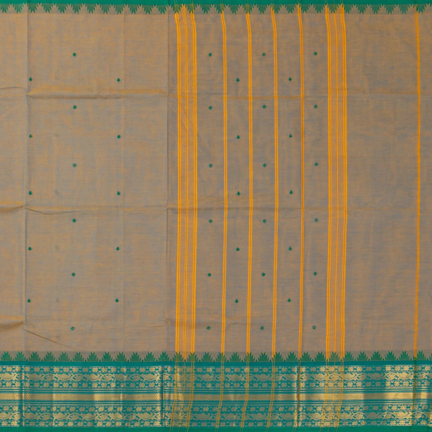 Grey And Blue Kanchi Cotton Saree For Festive Wear PV MM KC 599