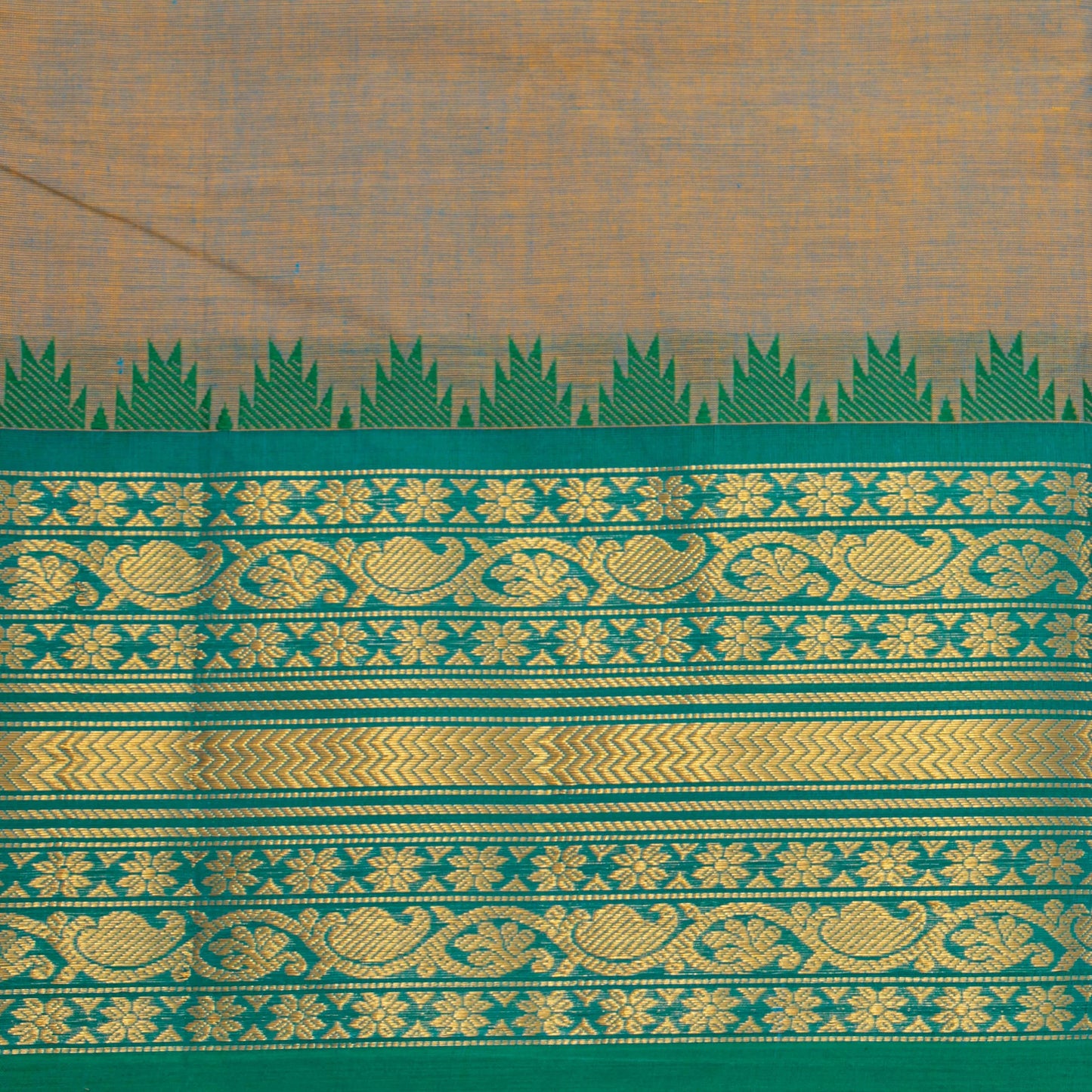 Grey And Blue Kanchi Cotton Saree For Festive Wear PV MM KC 599 - Cotton Saree - Panjavarnam PV MM KC 599
