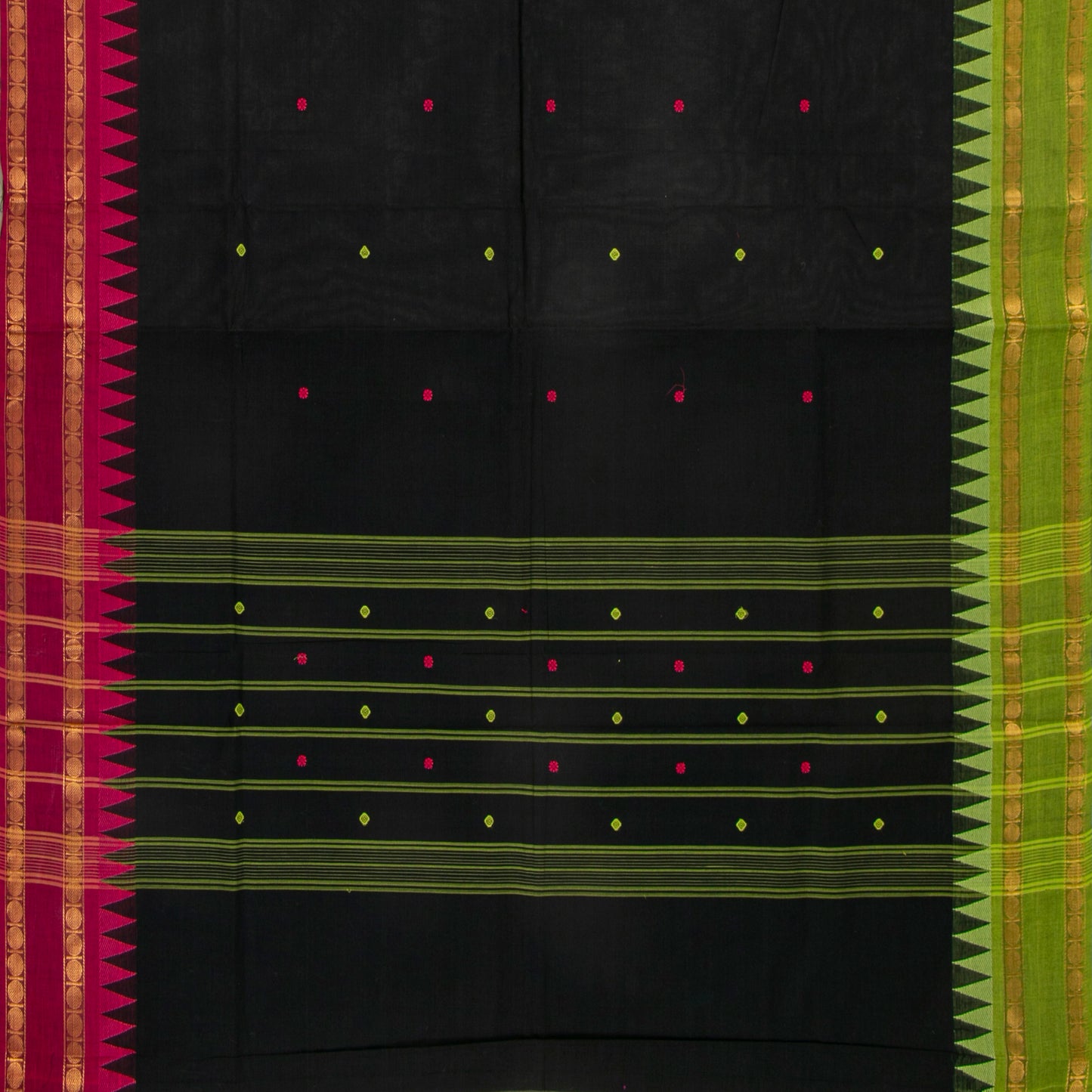 Black Kanchi Cotton Saree Ganga Jamuna Border For Festive Wear PV MM KC 477