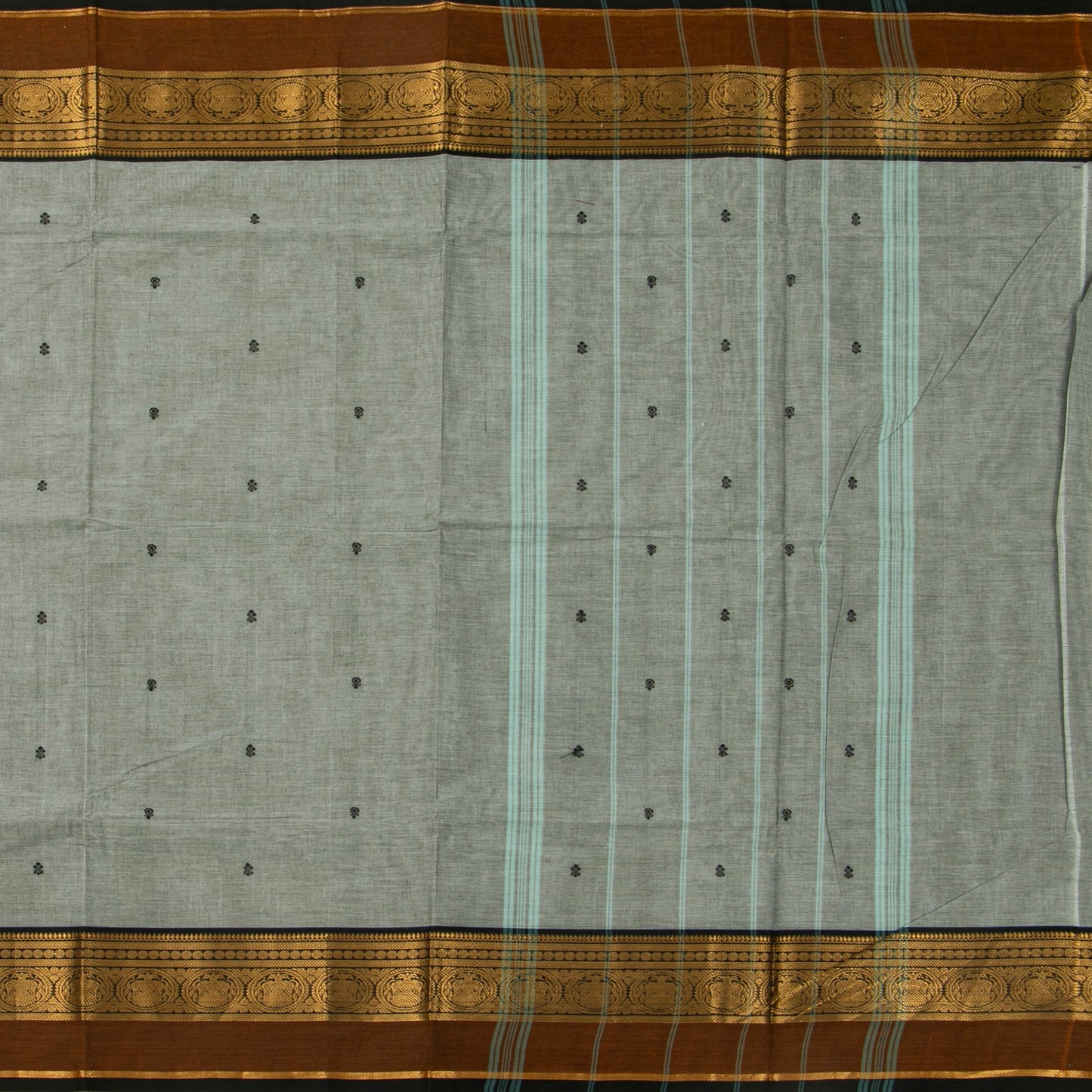 Grey And Brown Kanchi Cotton Saree For Festive Wear PV MM KC 543