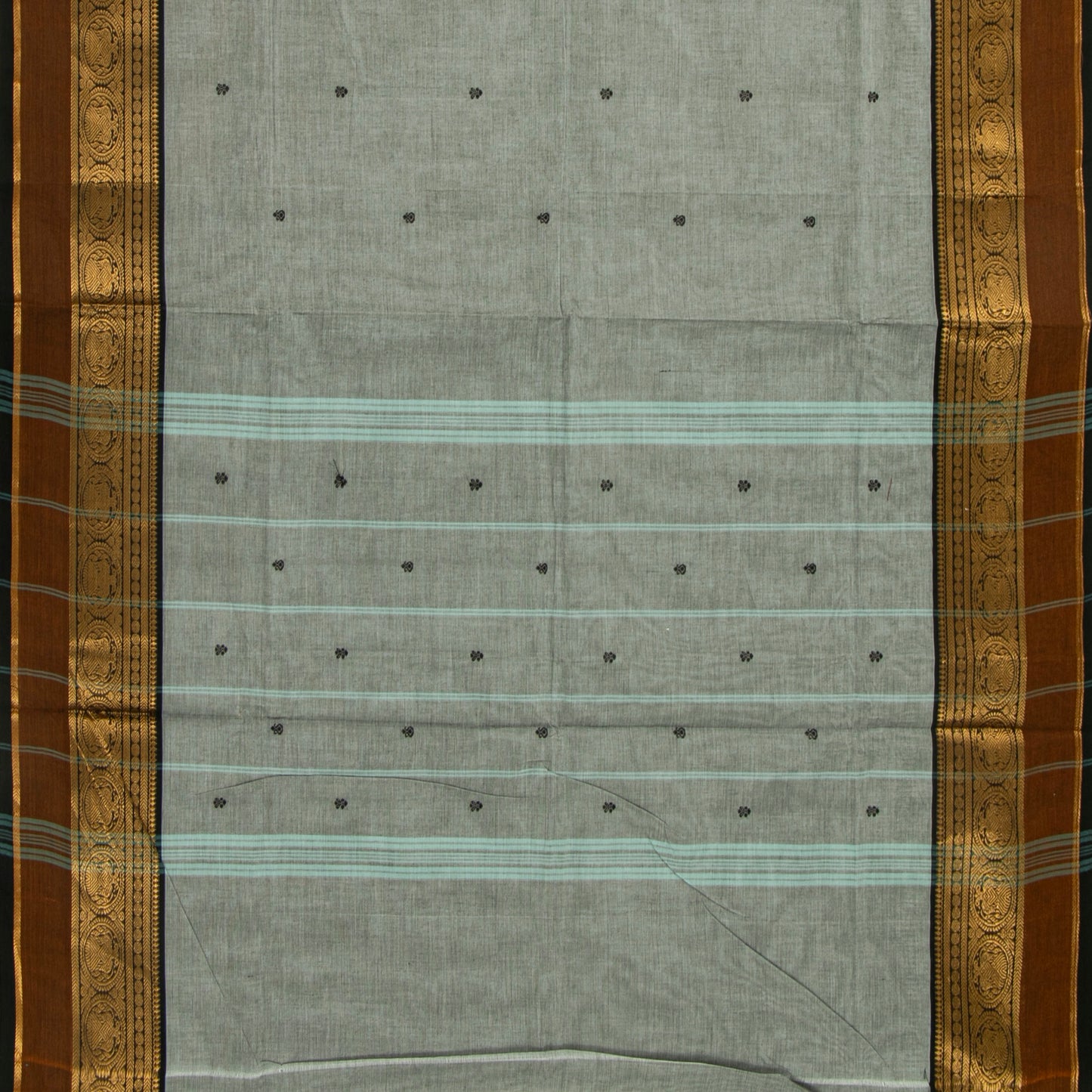Grey And Brown Kanchi Cotton Saree For Festive Wear PV MM KC 543