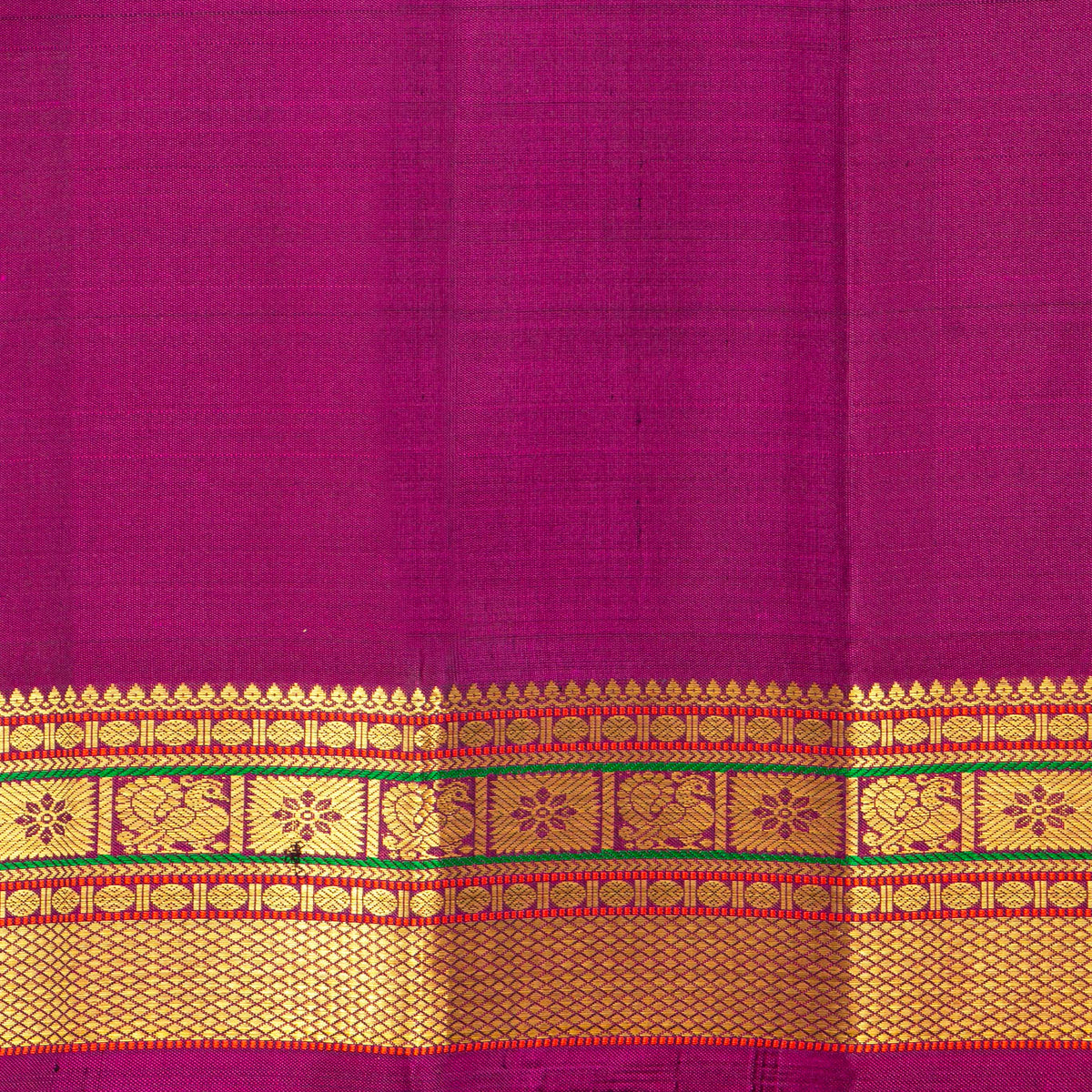 Grey And Magenta Kanchipuram Silk Saree For Festive Wear PV VIS 114