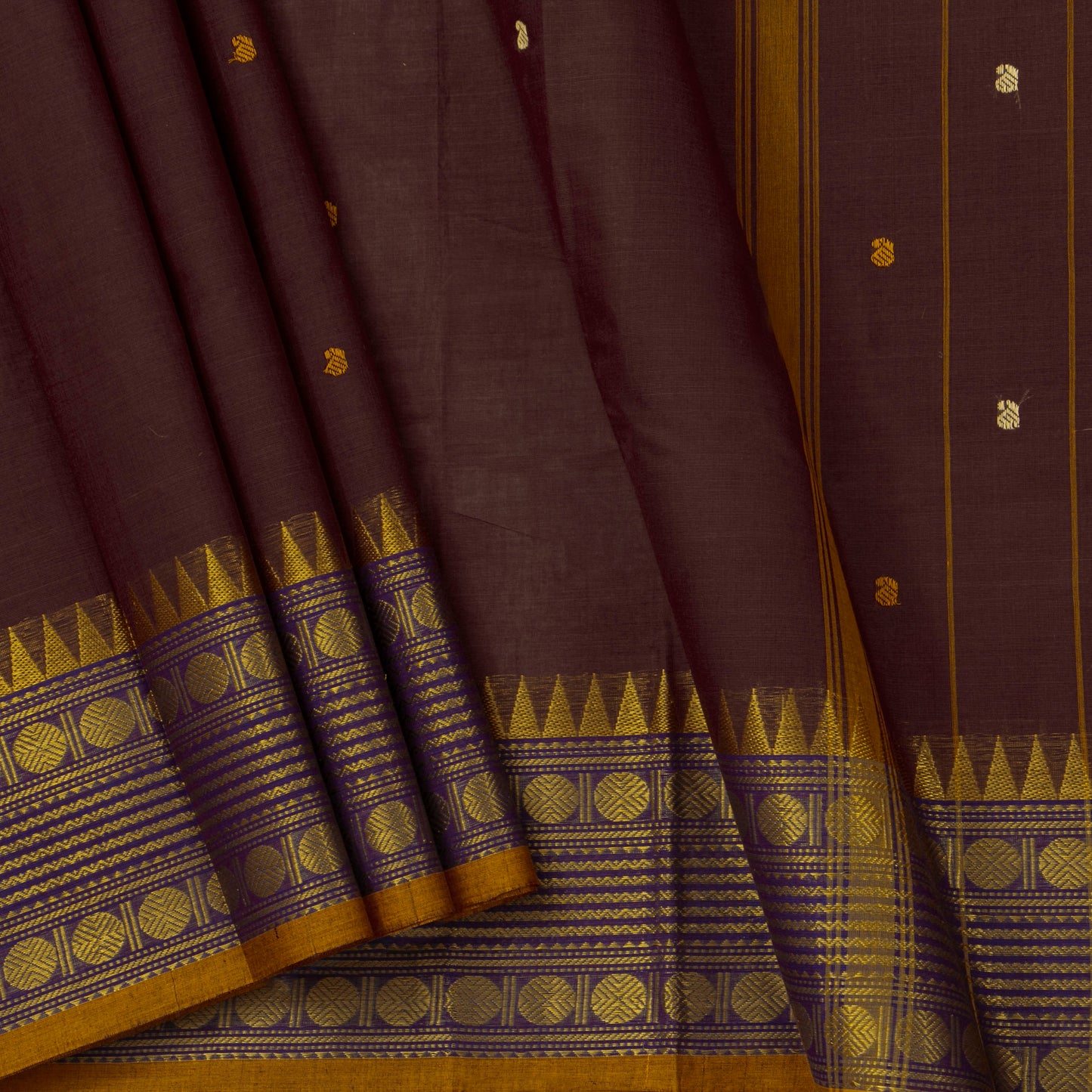 Brown Kanchi Cotton Saree For Festive Wear PV MM KC 402