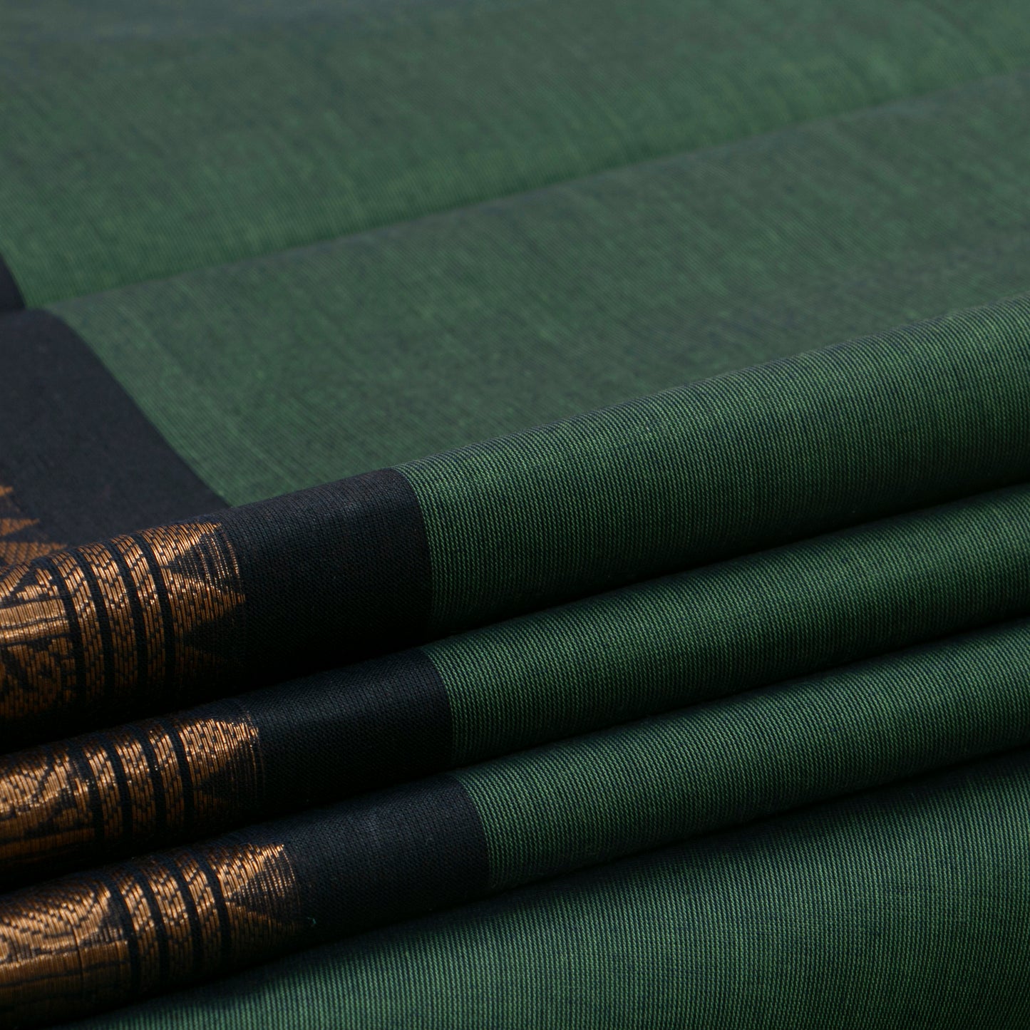 Green Kanchi Cotton Saree Ganga Jamuna Border PV MM KC 458