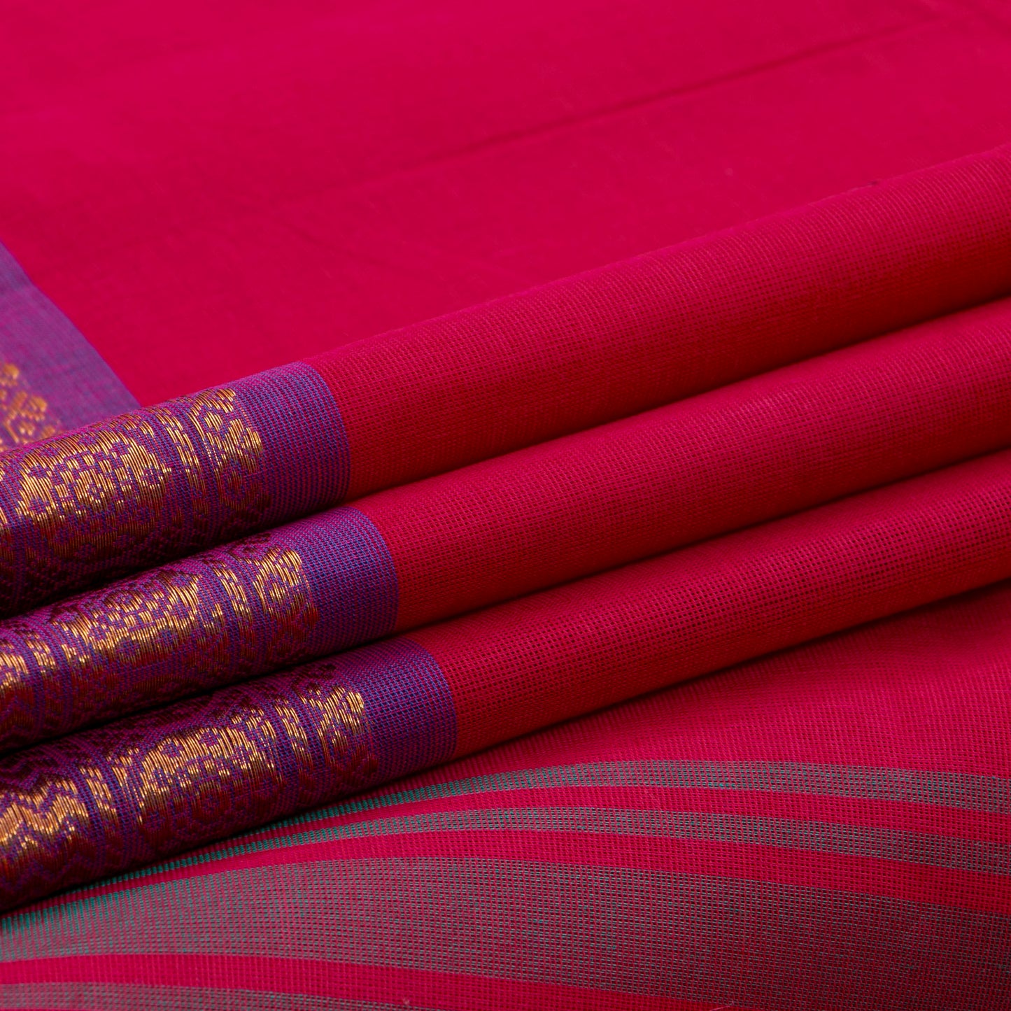 Pink And Purple Kanchi Cotton Saree For Festive Wear PV MM KC 389