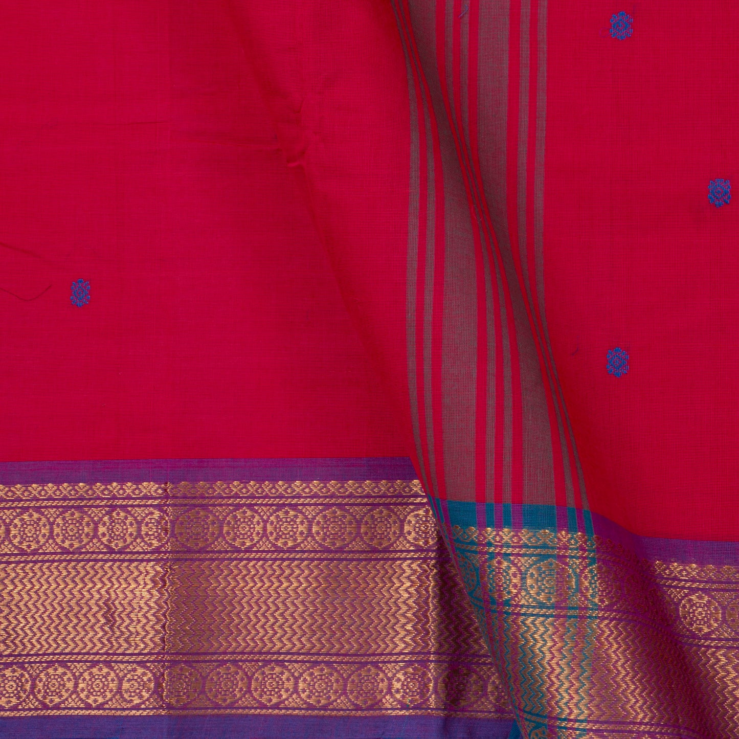Pink And Purple Kanchi Cotton Saree For Festive Wear PV MM KC 389