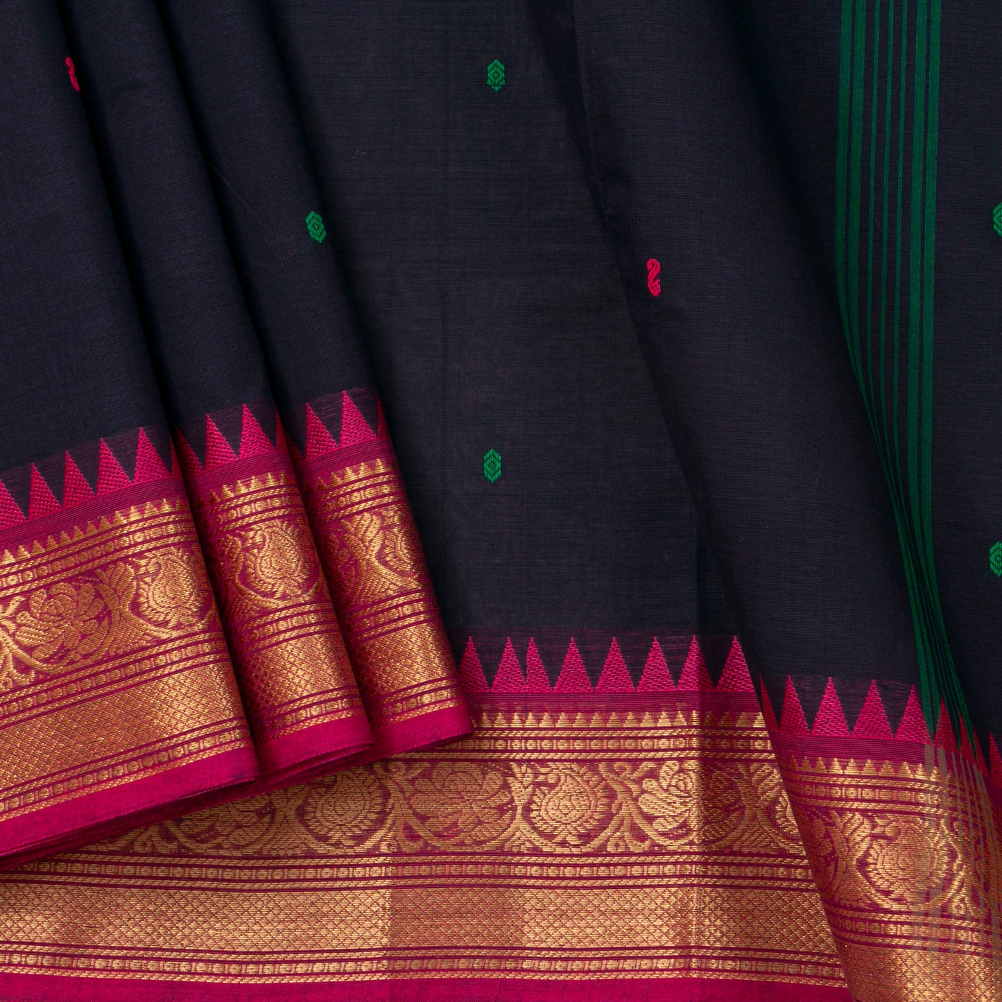 Blue Kanchi Cotton Saree Ganga Jamuna Border For Festive Wear PV MM KC 428