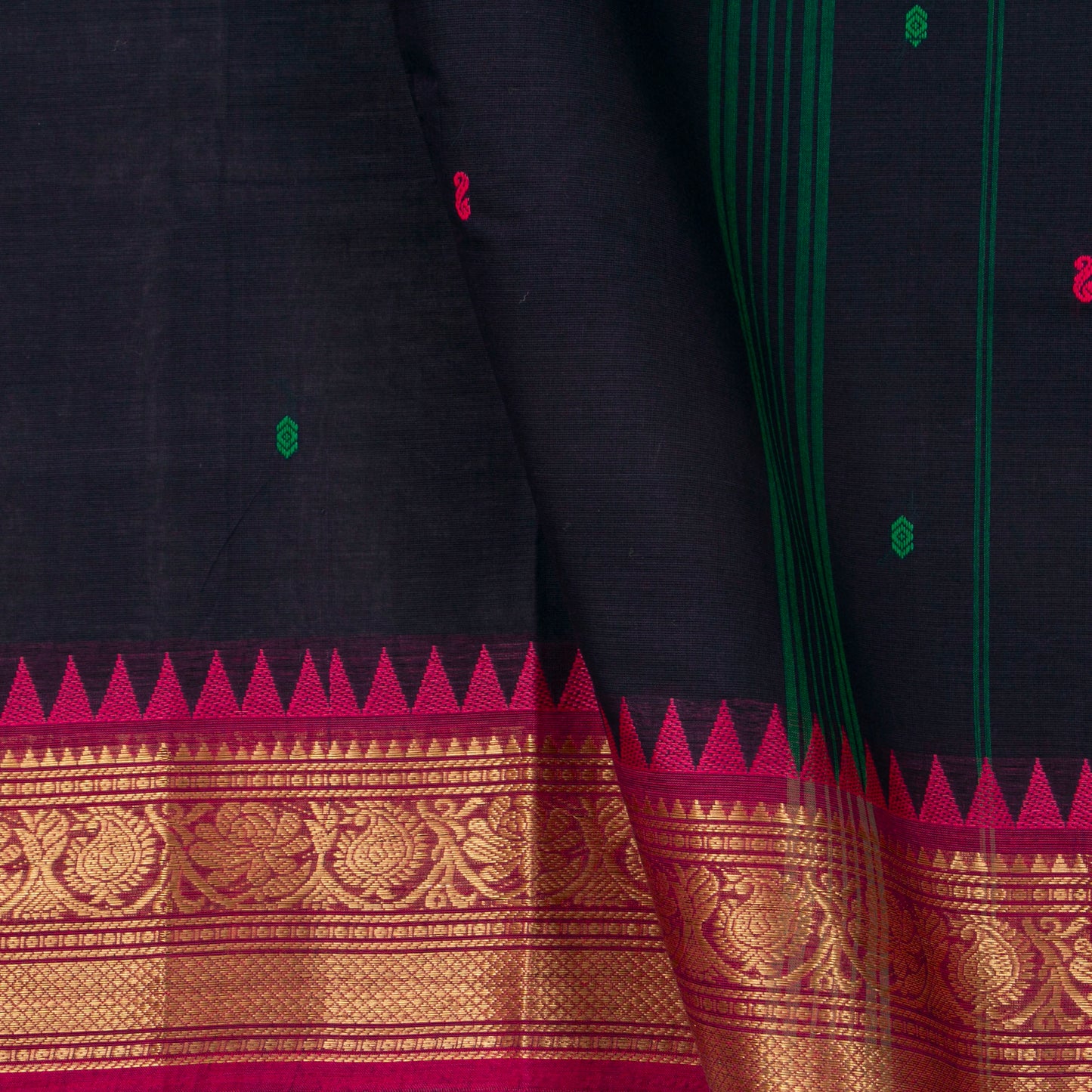 Blue Kanchi Cotton Saree Ganga Jamuna Border For Festive Wear PV MM KC 428