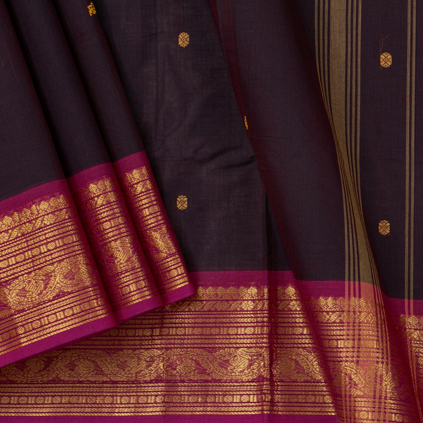 Purple Kanchi Cotton Saree Ganga Jamuna Border For Festive Wear PV MM KC 426