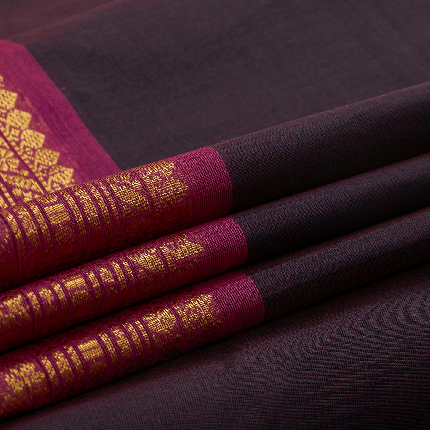 Purple Kanchi Cotton Saree Ganga Jamuna Border For Festive Wear PV MM KC 426