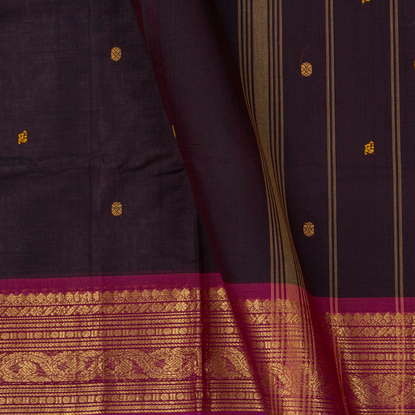 Purple Kanchi Cotton Saree Ganga Jamuna Border For Festive Wear PV MM KC 426