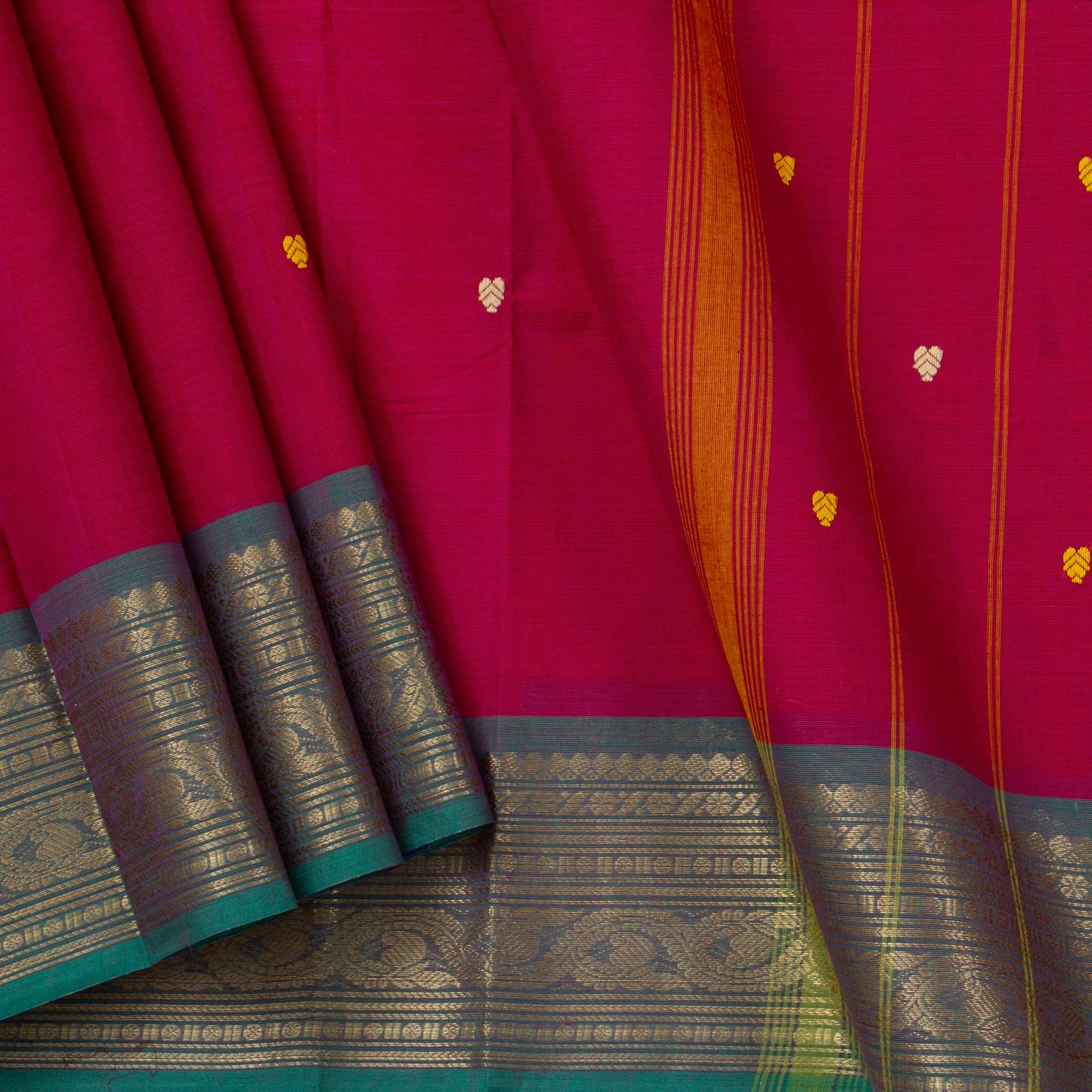 Pink And Blue Kanchi Cotton Saree PV MM KC 460