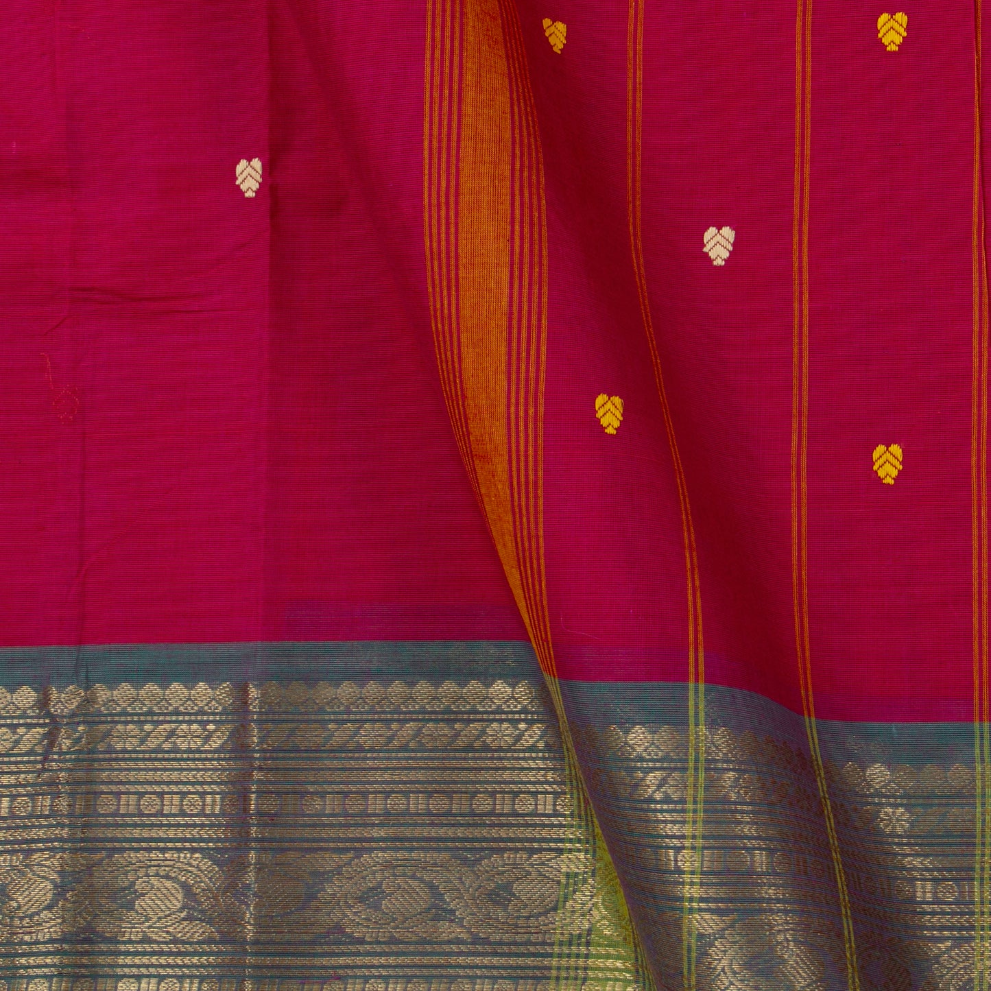 Pink And Blue Kanchi Cotton Saree PV MM KC 460