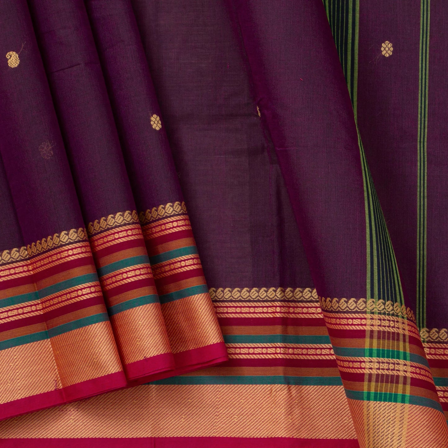 Wine Kanchi Cotton Saree For Festive Wear PV MM KC 501