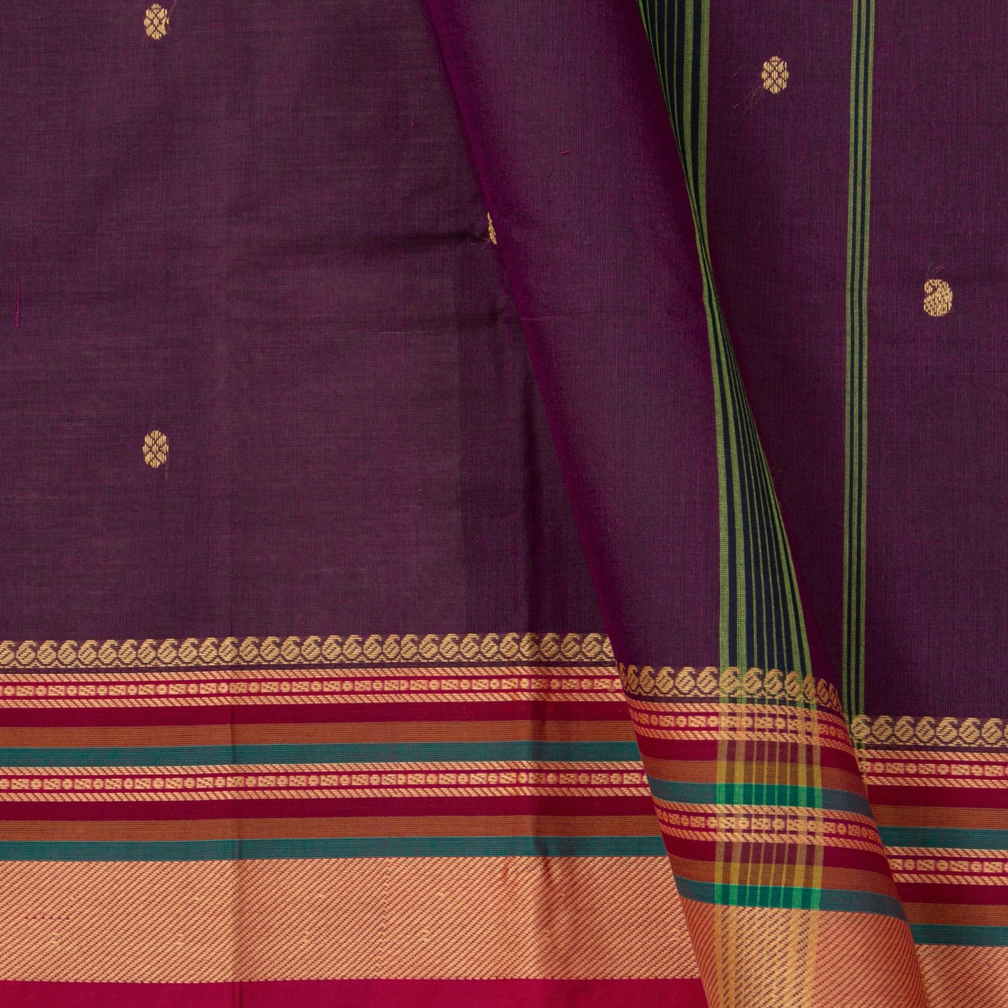 Wine Kanchi Cotton Saree For Festive Wear PV MM KC 501