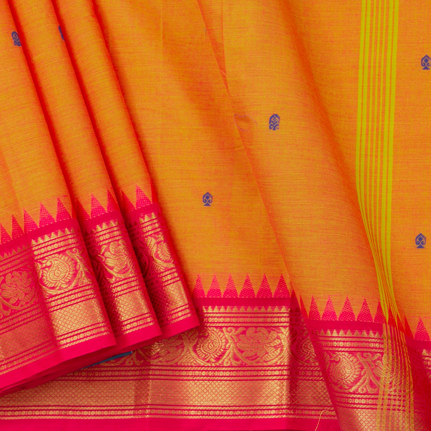 Mustard Kanchi Cotton Saree Ganga Jamuna Border PV MM KC 461