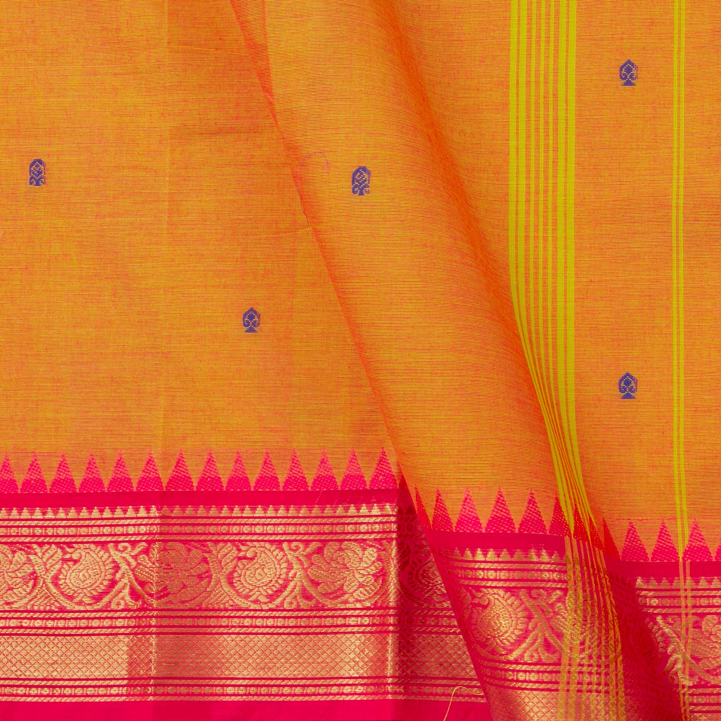 Mustard Kanchi Cotton Saree Ganga Jamuna Border PV MM KC 461