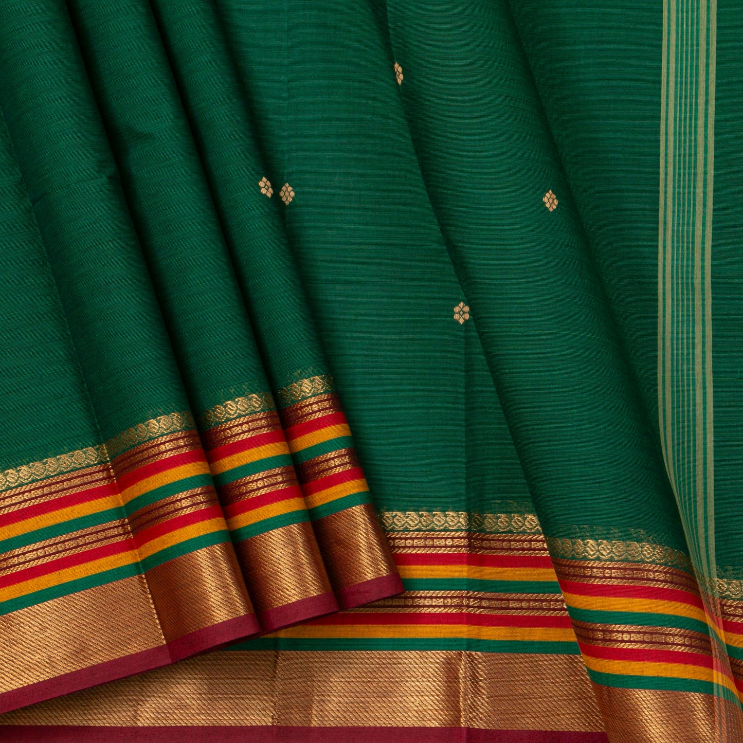 Green Kanchi Cotton Saree For Festive Wear PV MM KC 404